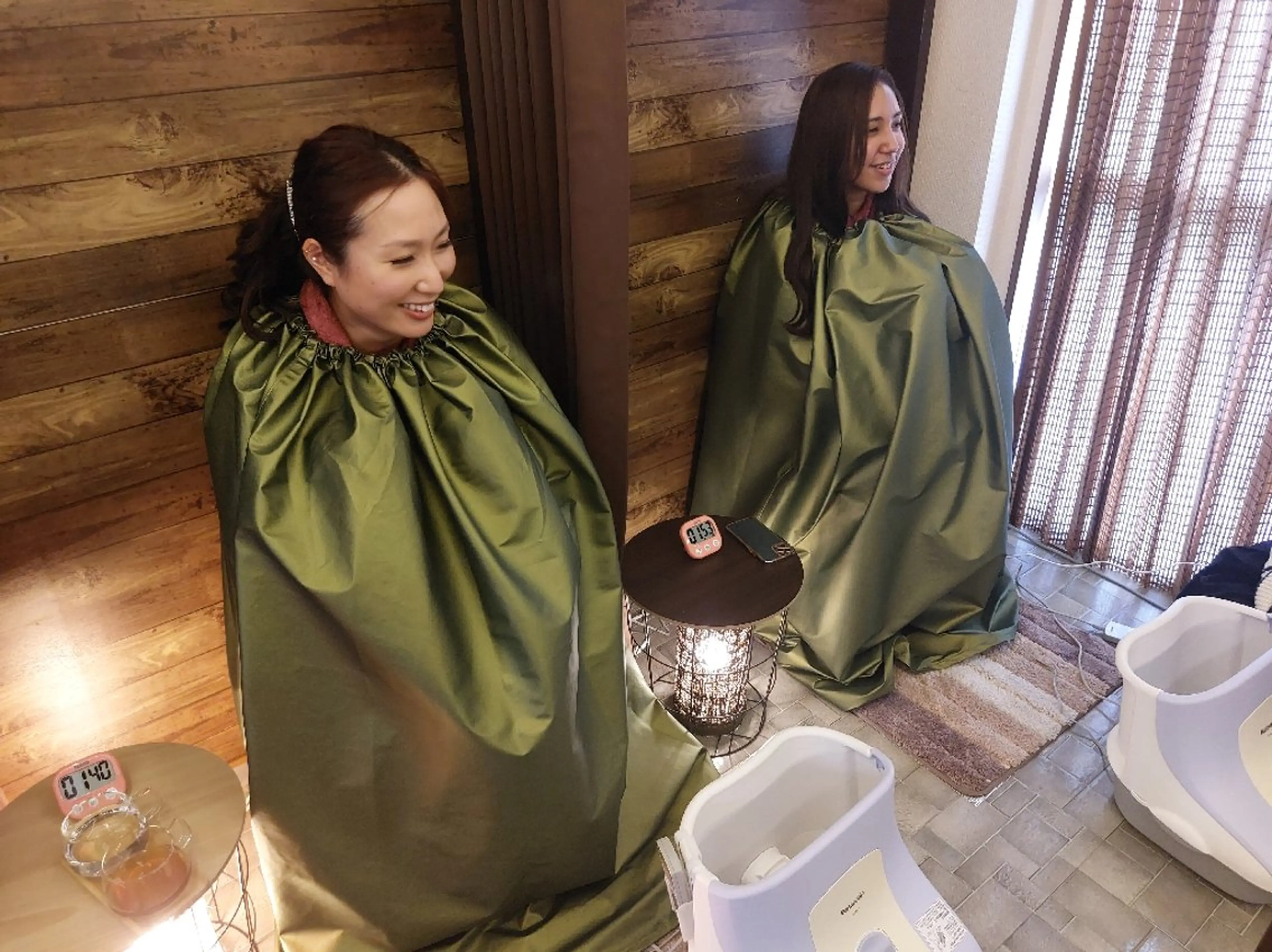 【ペア蒸し】3年熟成無農薬栽培よもぎ蒸し40分(フットスパ付)の写真