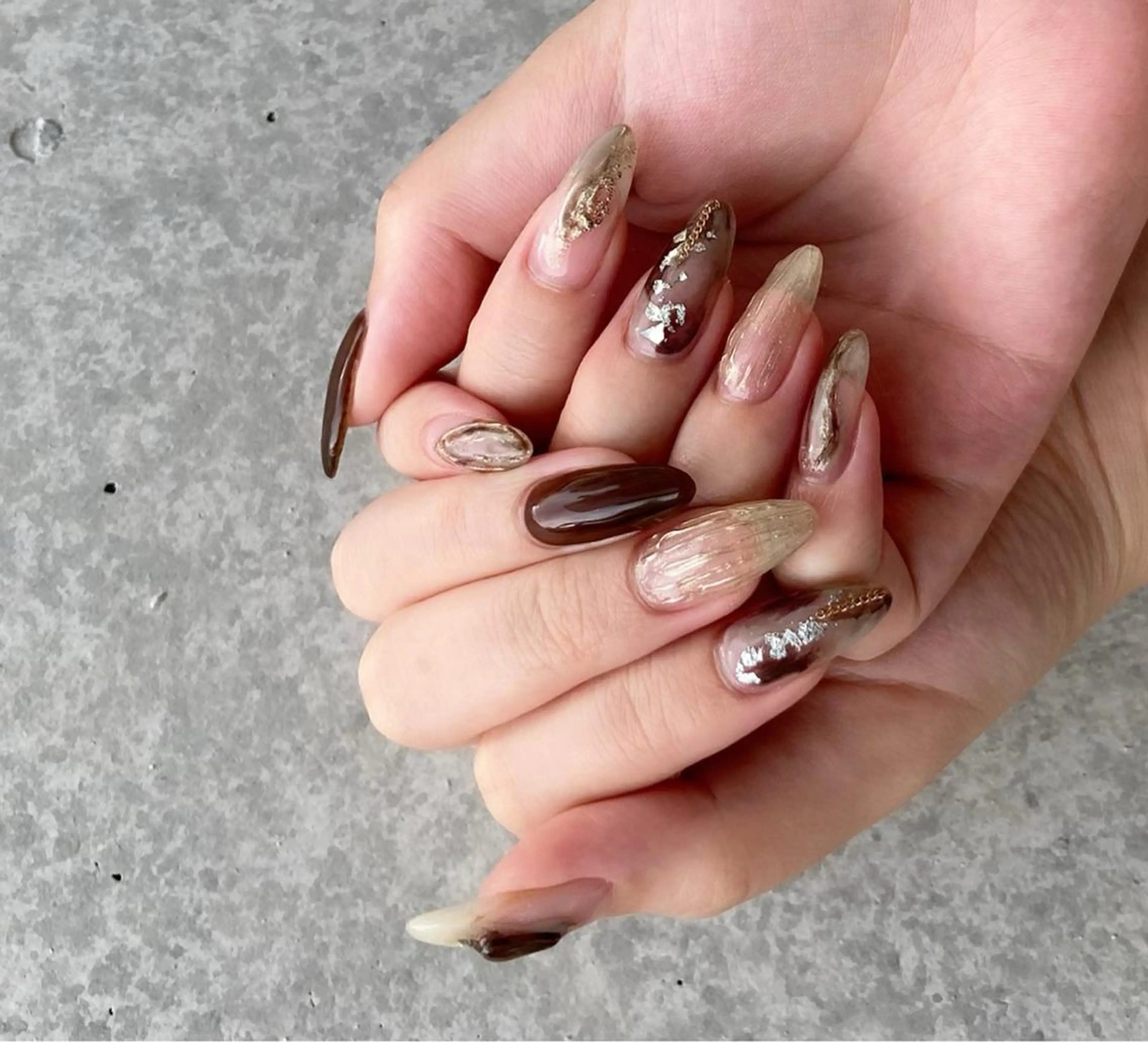 ネイル アートネイル 長さ出し ジェルネイル マットネイル ミラーネイル ハンドネイル nail salon Soeurのネイルデザイン