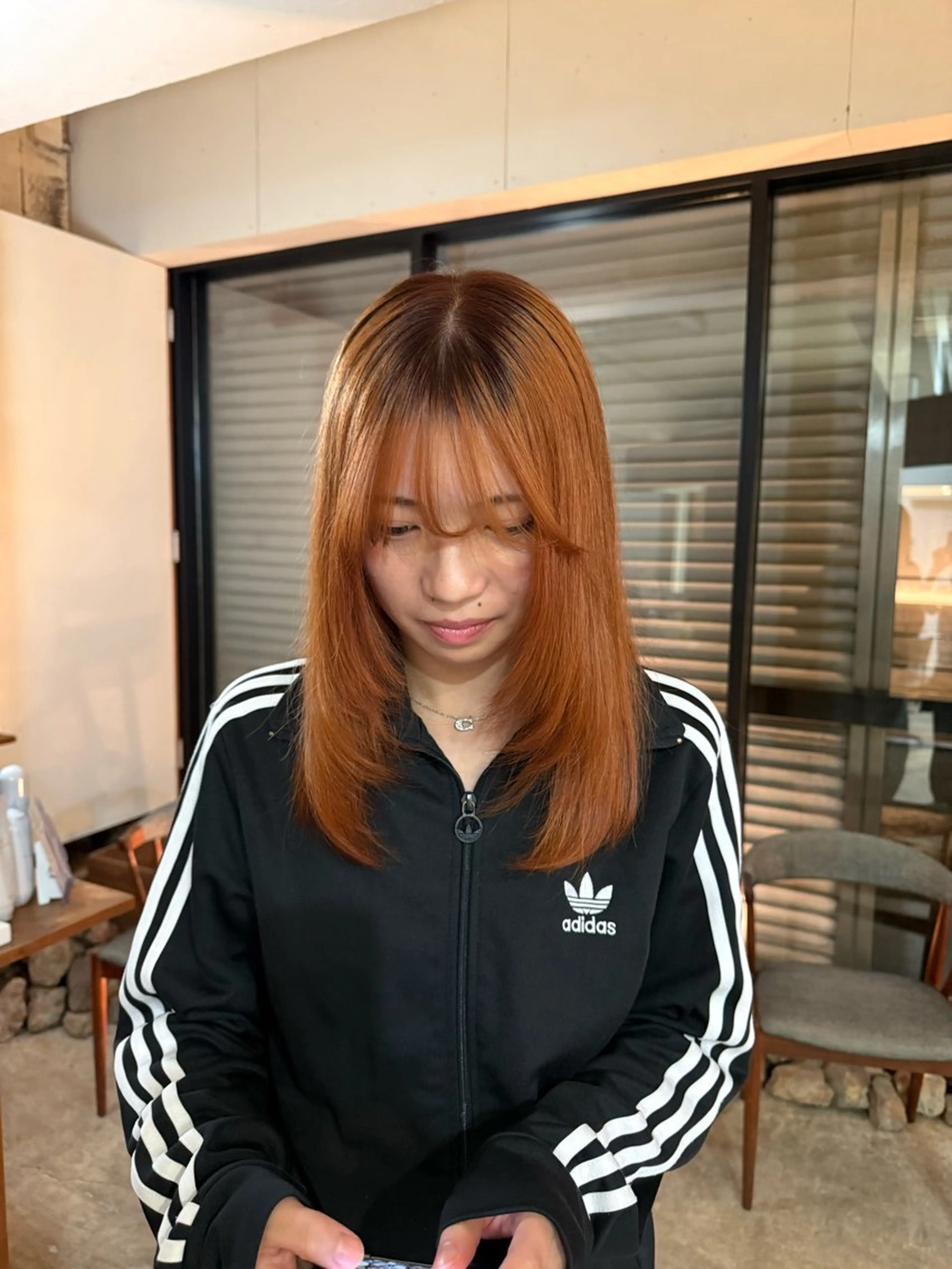 カラー ブリーチ ブラウンカラー グラデーションカラー オレンジ オレンジブラウン ヘアカラー 西脇 琉香のヘアスタイル