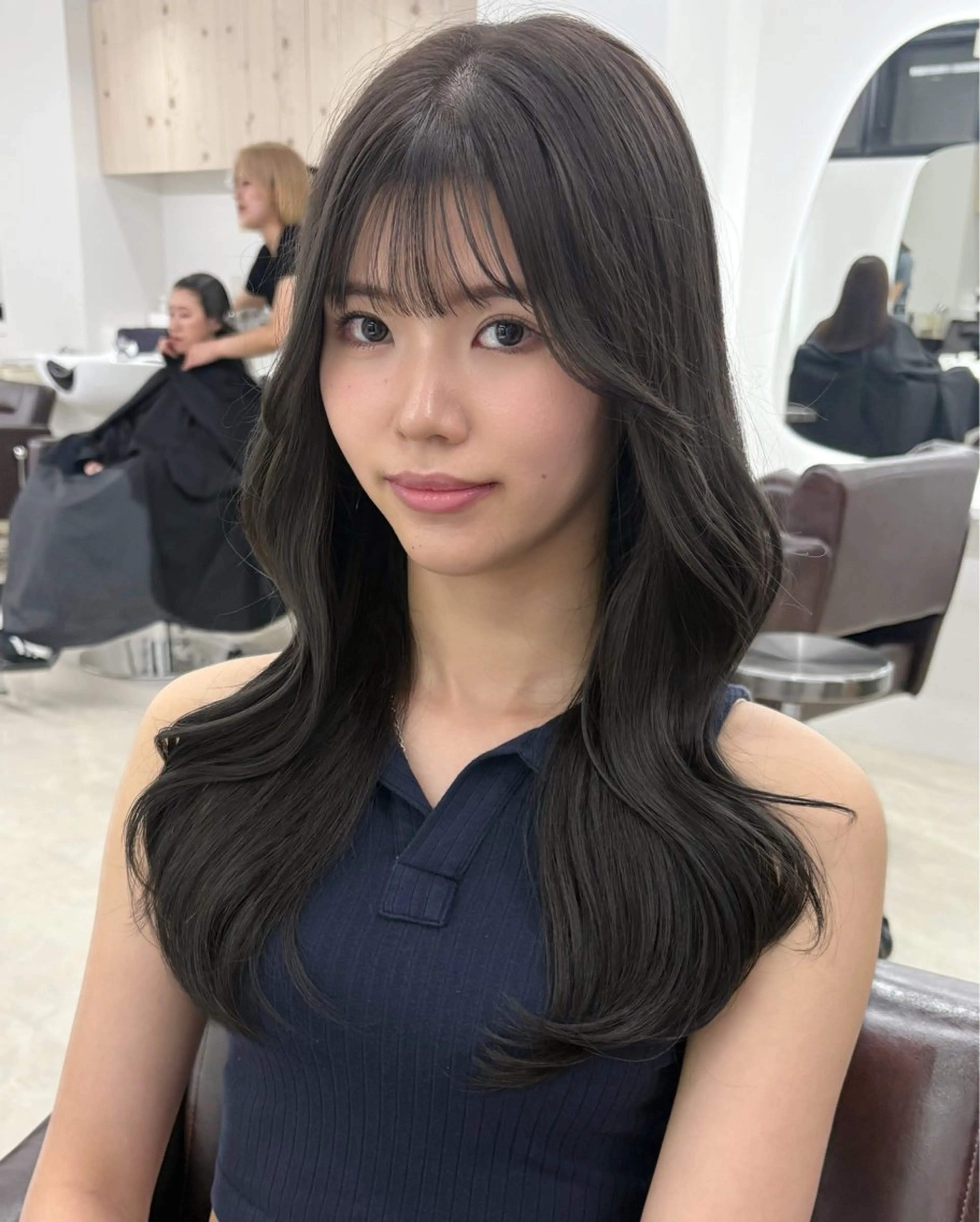 ロング カラー カット ヘアカラー トリートメント ヘアセット 新宿/韓国ヘア/ 髪質改善ストレートのヘアスタイル