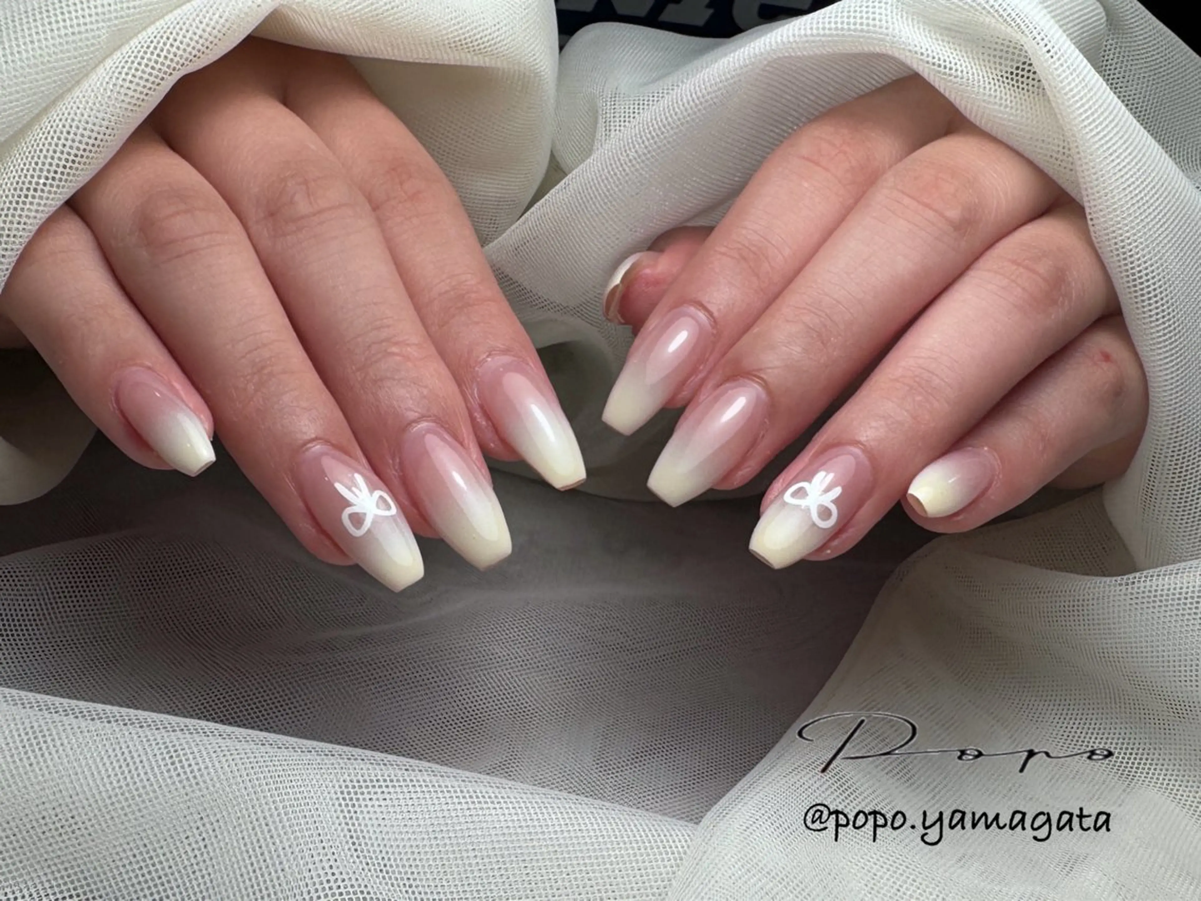 メンズ キッズ ネイル メンズ韓国風 グラデーション 韓国ネイル リボン popo nailのネイルデザイン