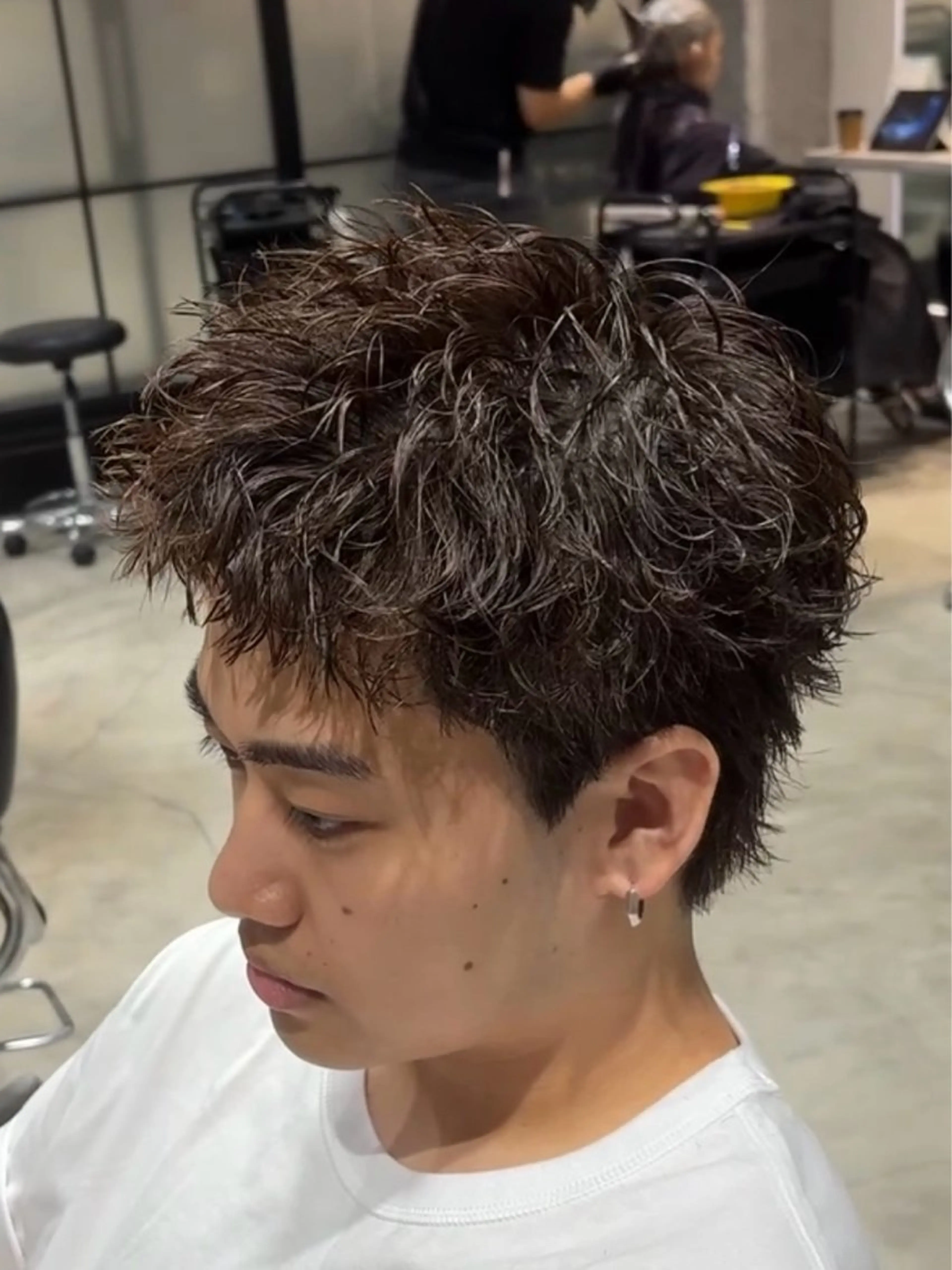 メンズ メンズブリーチ ダウンパーマ フェードカット メンズ韓国風 メンズパーマ カット トリートメント メンズカット松戸/韓 国/メンズパーマ航太のヘアスタイル