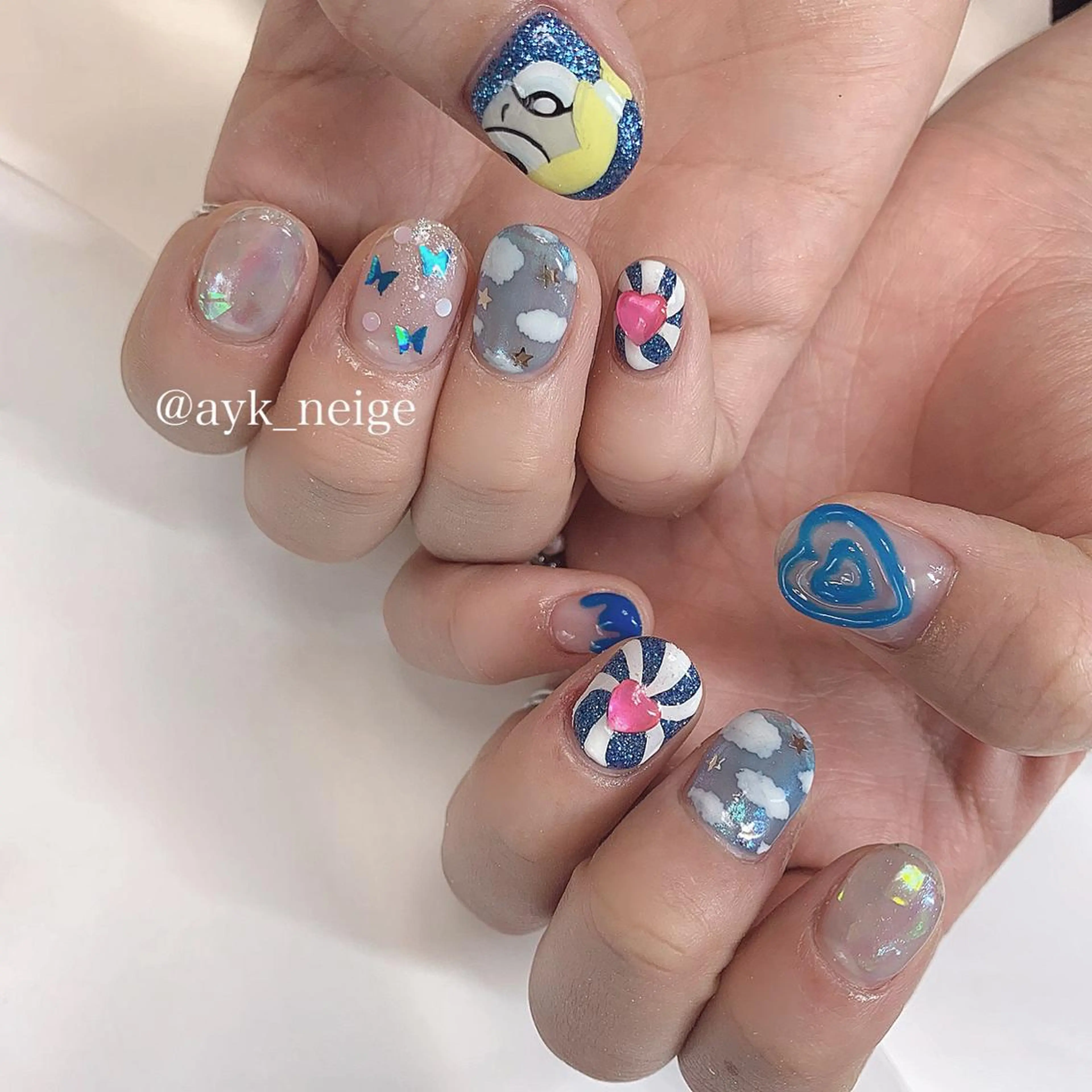 ネイル ハート 韓国ネイル 冬ネイル n'eige nail所属・大谷 綾香のネイルデザイン
