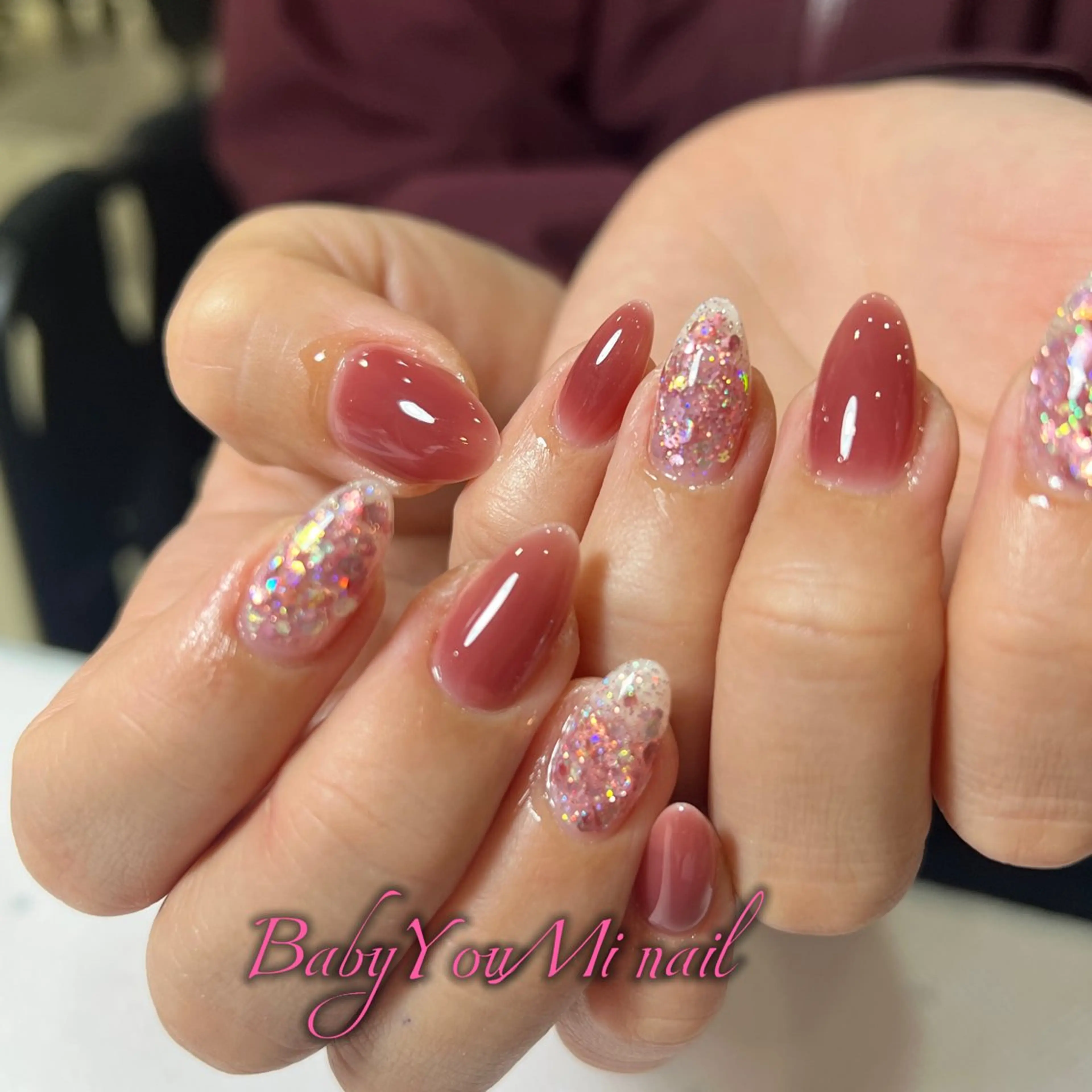 ネイル オーロラネイル フラワーネイル フットネイル フレンチネイル ジェルネイル ハンドネイル BabyYouMi ねねのネイルデザイン