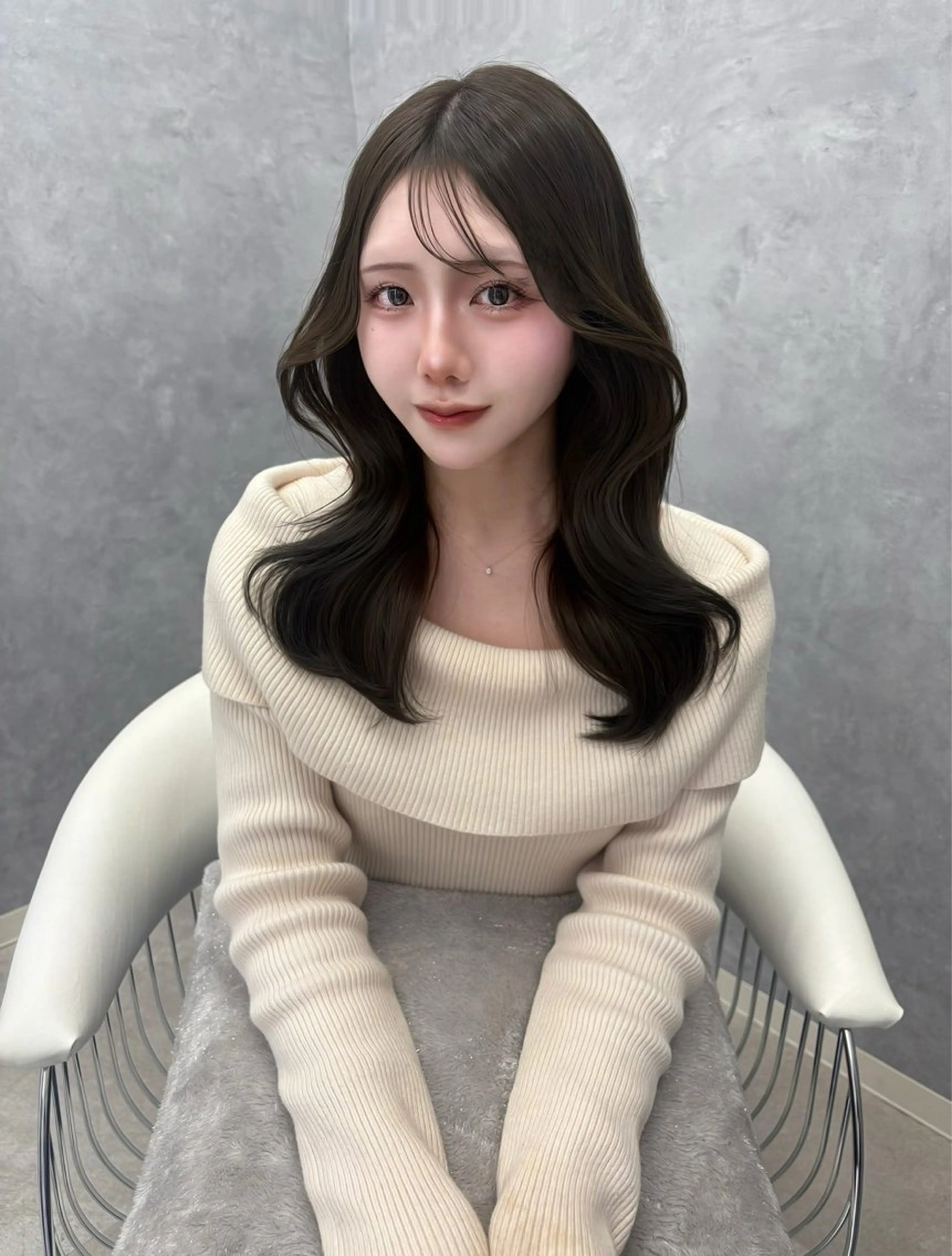 セミロング カラー ベージュカラー 透明感カラー オリーブベージュ トリートメント ヘアカラー VEYY.nagoya所属・みゅう／韓国：網紅： トレンドヘアのヘアスタイル