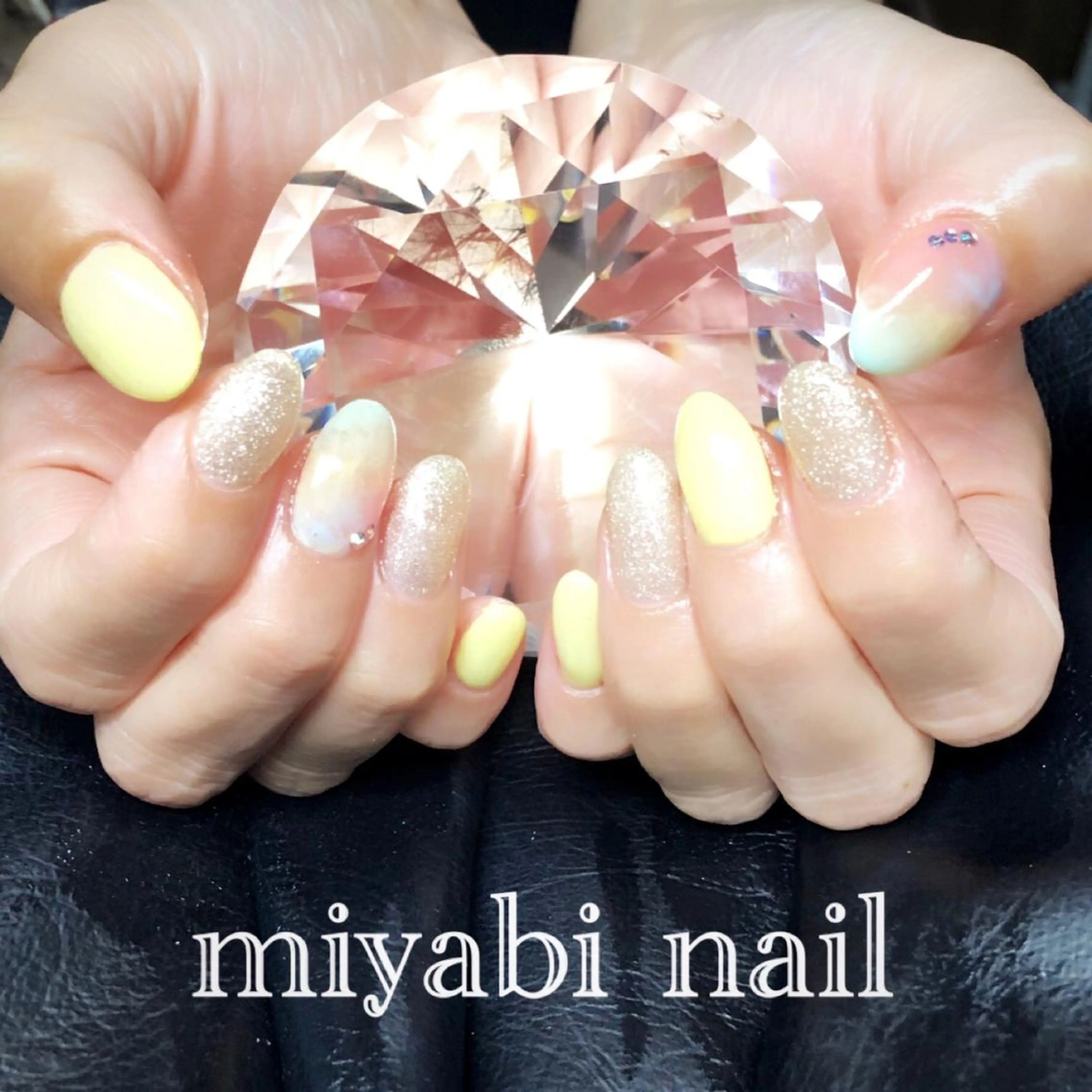 ネイル アートネイル ジェルネイル ラメ(グリッター) 持ち込み パステルネイル ハンドネイル miyabi nail 桂川駅近くのネイルデザイン