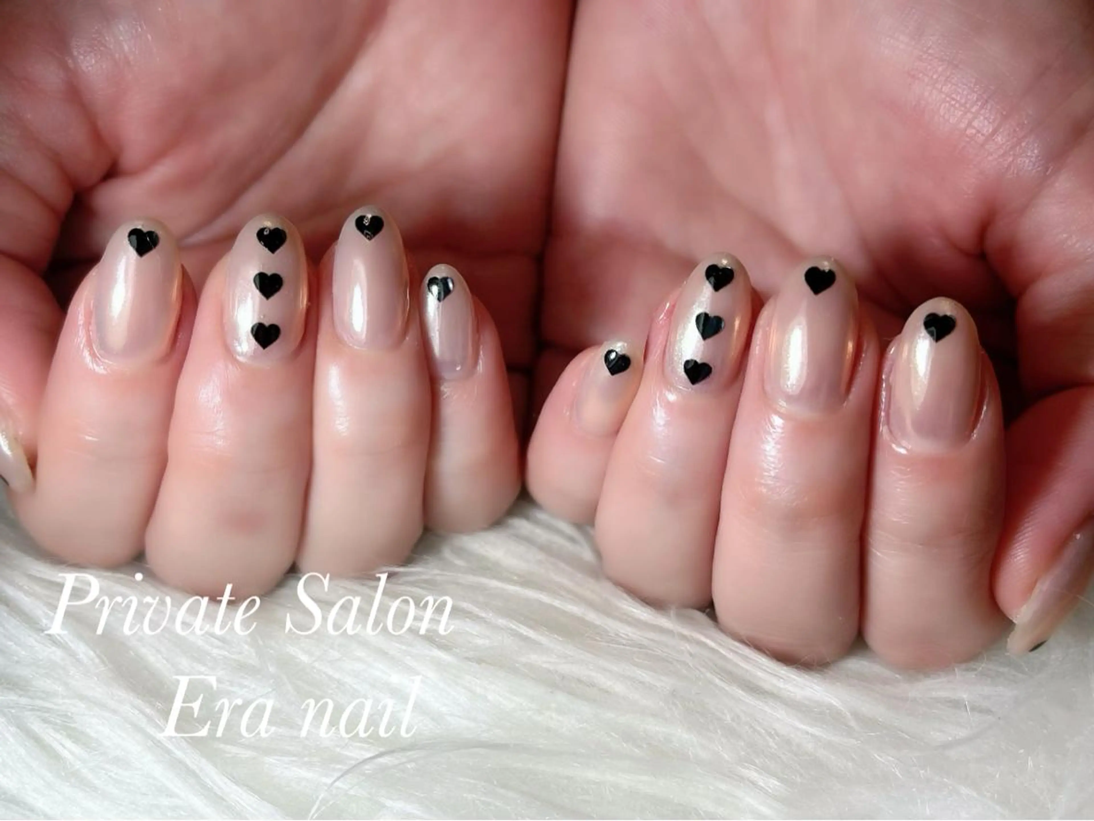ネイル オーロラネイル ハート ワンカラーネイル ハンドネイル Era nailのネイルデザイン