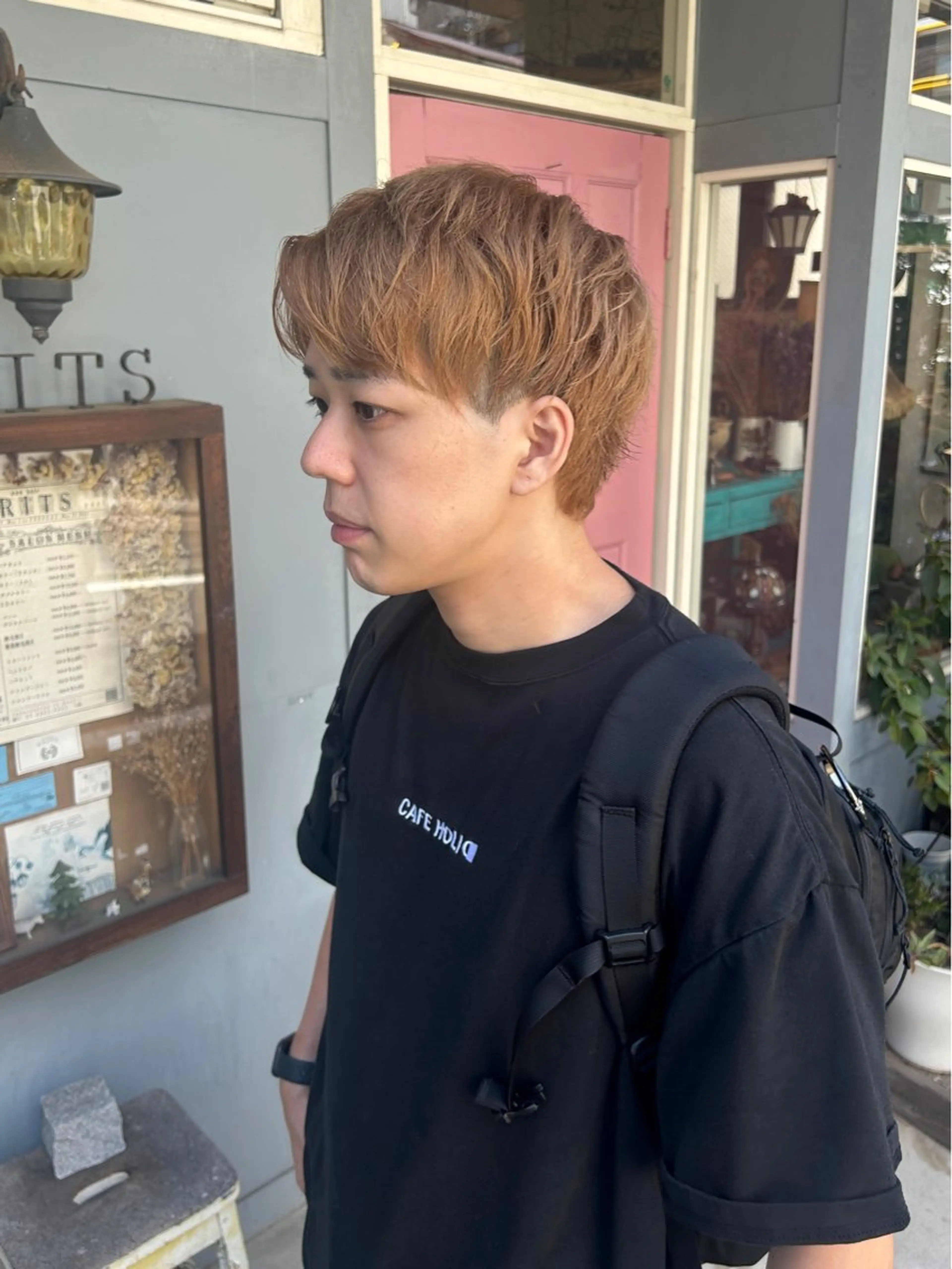 ショート カラー メンズ ヘアカラー トリートメント 清水千優/パーマ/透 明感カラー/メンズのヘアスタイル