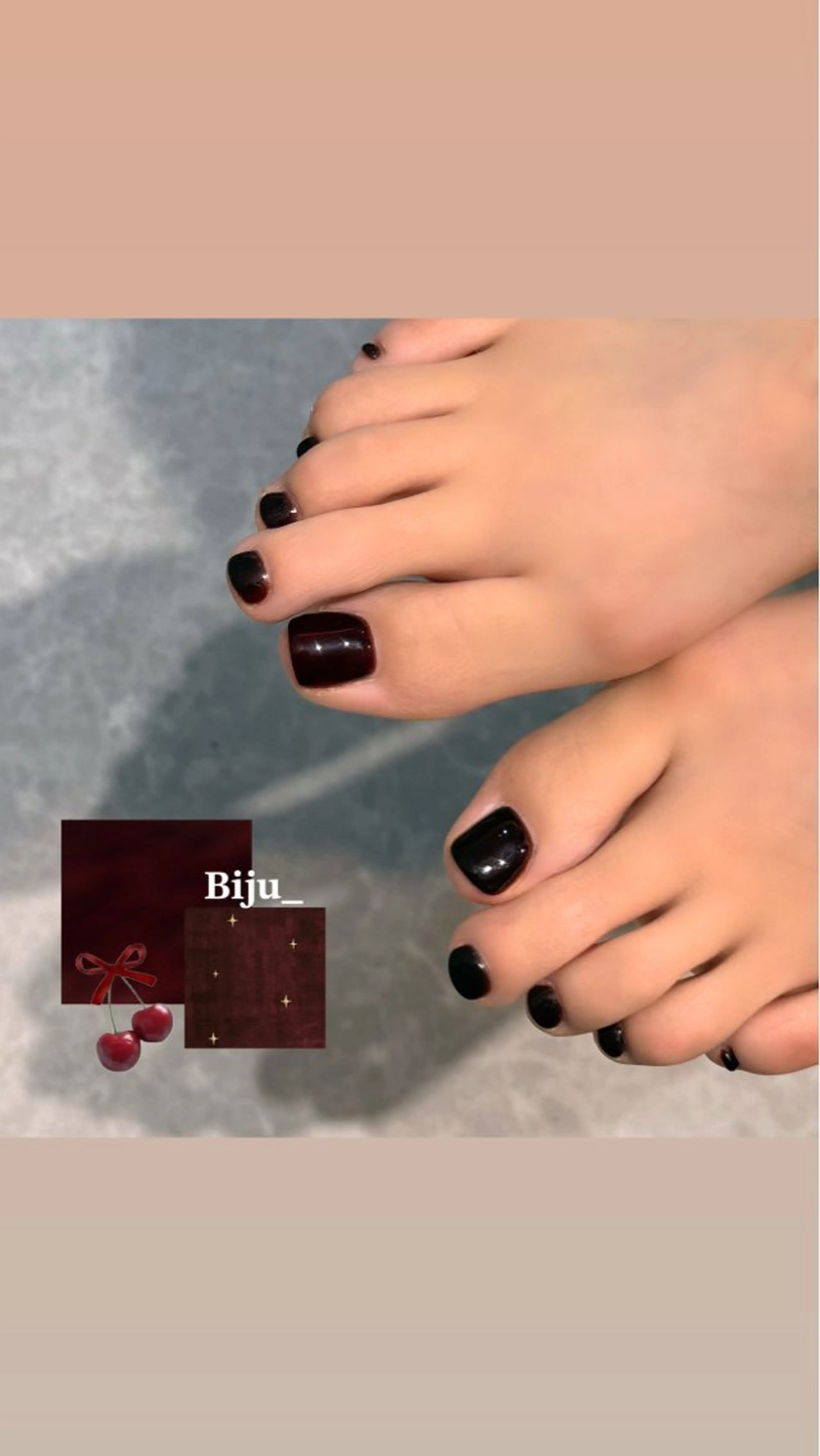ネイル 赤色 フットネイル Biju_所属・Biju_ NailStudioのネイルデザイン
