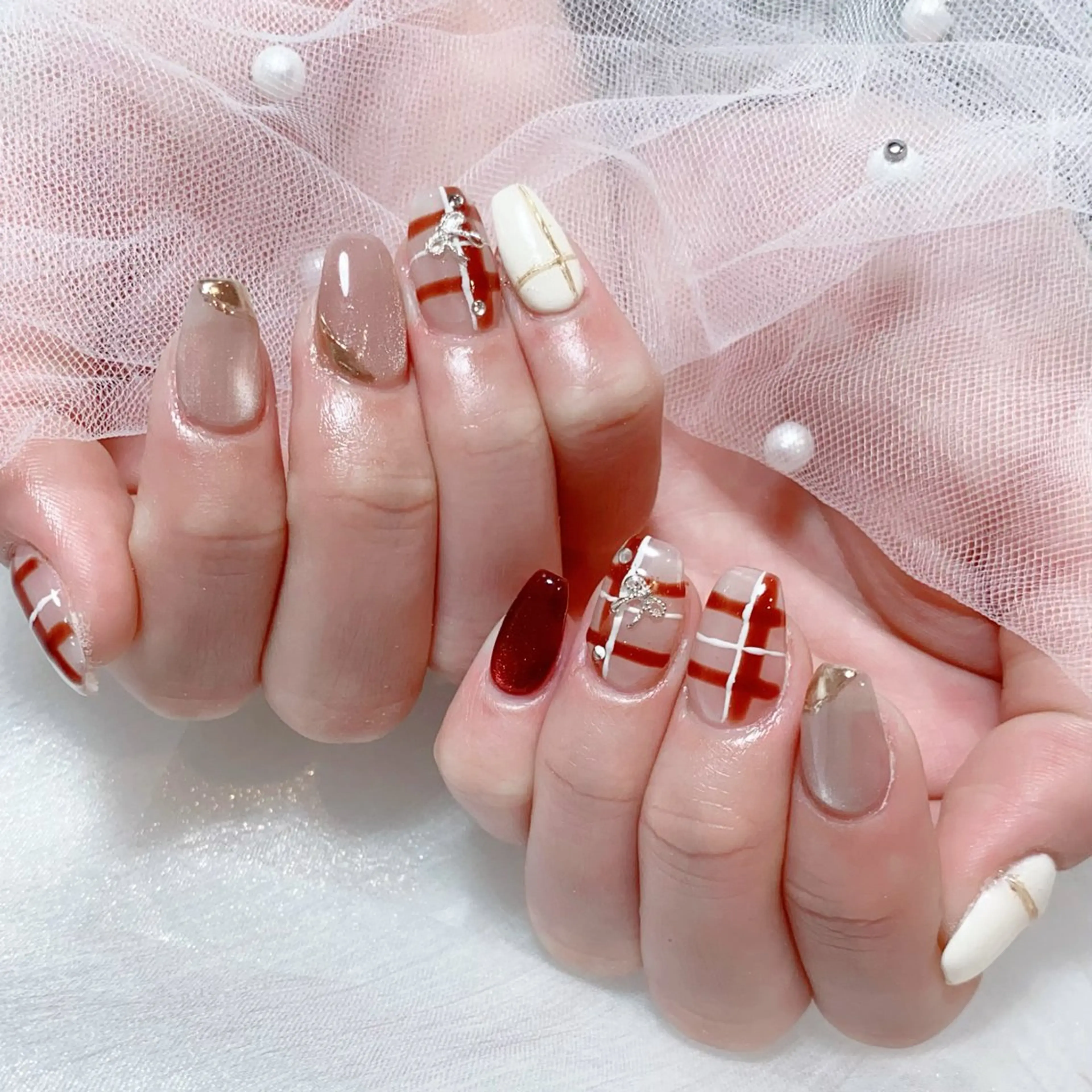 メンズ ネイル メンズ韓国風 アートネイル オーロラネイル ガーリー キラキラネイル ハンドネイル Nail salon 木にいるのネイルデザイン