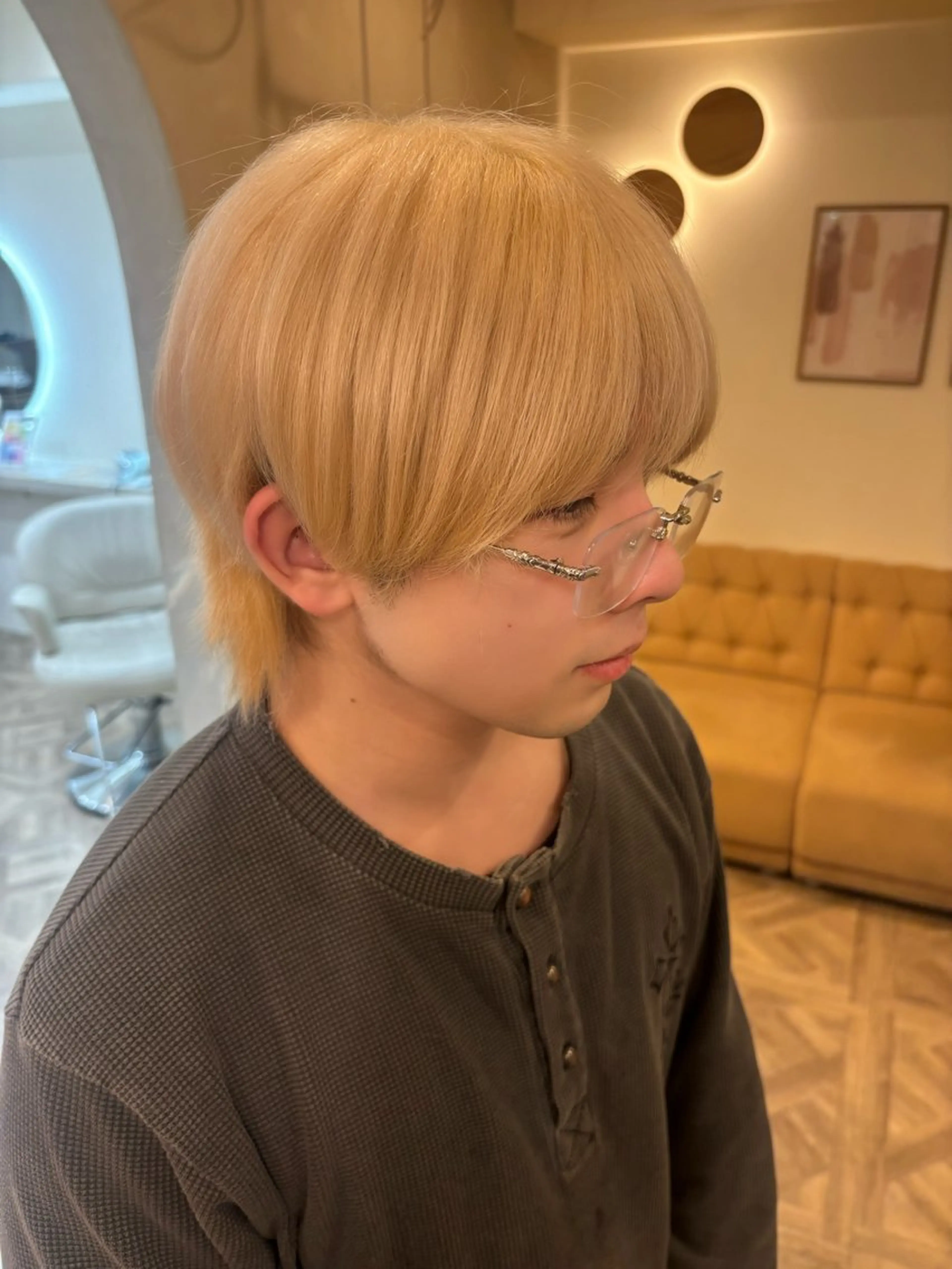 ショート カラー メンズ ヘアカラー トリートメント ミルクティ/ピンク/ レイヤー/yuriaのヘアスタイル