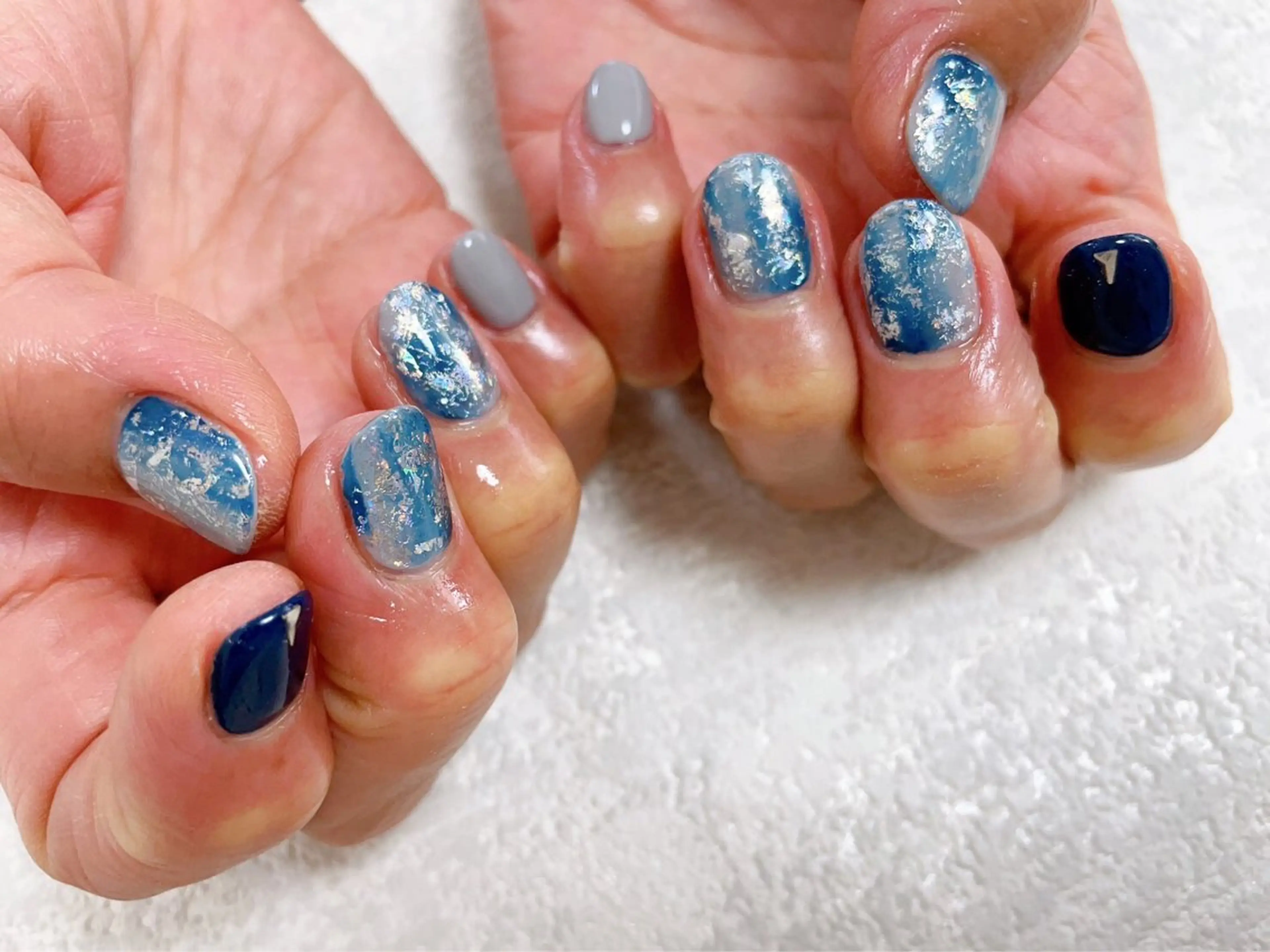 ネイル オーロラネイル フットネイル フレンチネイル ジェルネイル 韓国ネイル Mogu nail 二子玉川のネイルデザイン