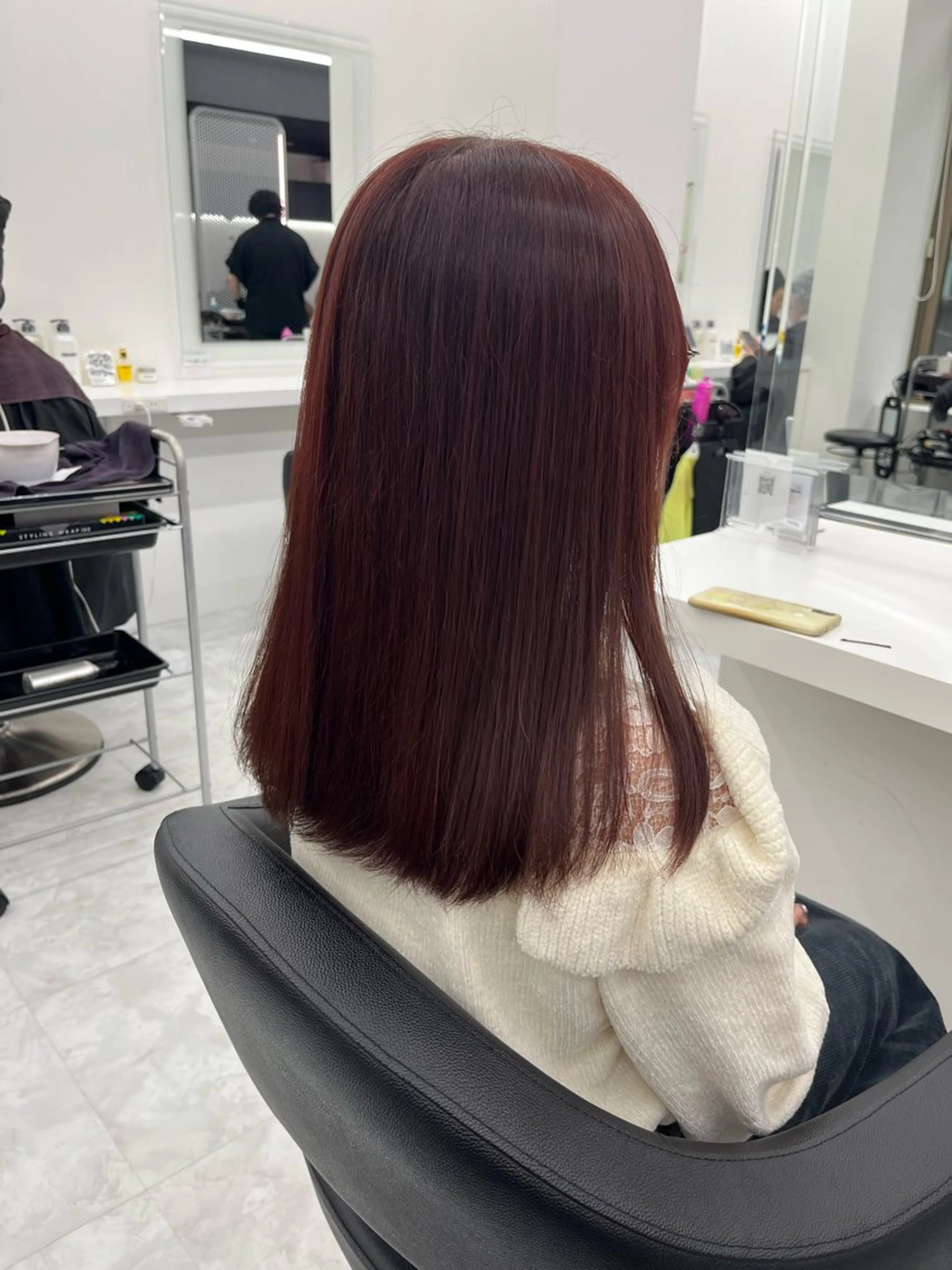 ロング カラー カシス レッドカラー ヘアカラー トリートメント 💖トレンド秋冬 カラー💖FUTAのヘアスタイル