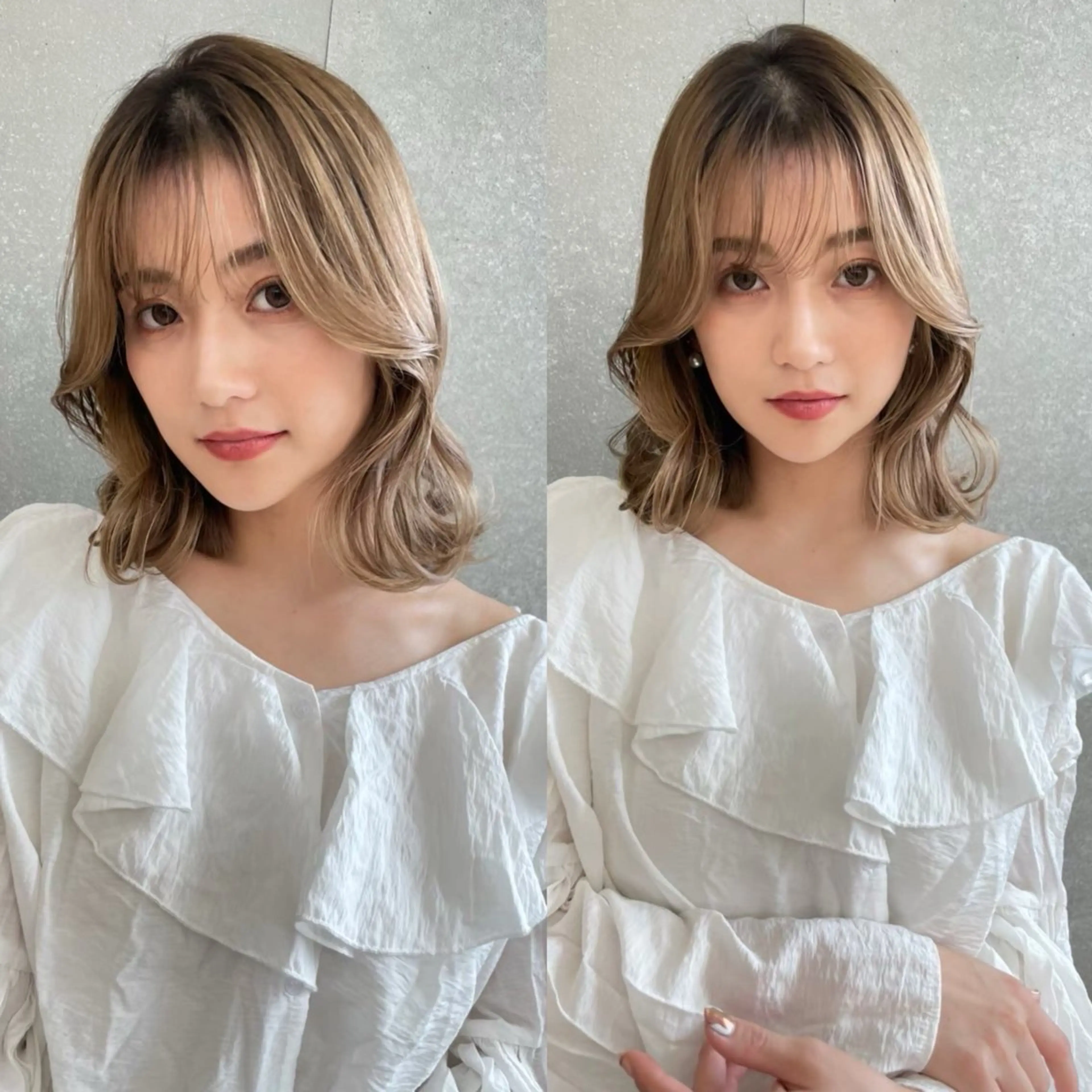 ミディアム カット ヘアカラー 🤍レイヤー/ 縮毛矯正🖤菊池瑛士のヘアスタイル