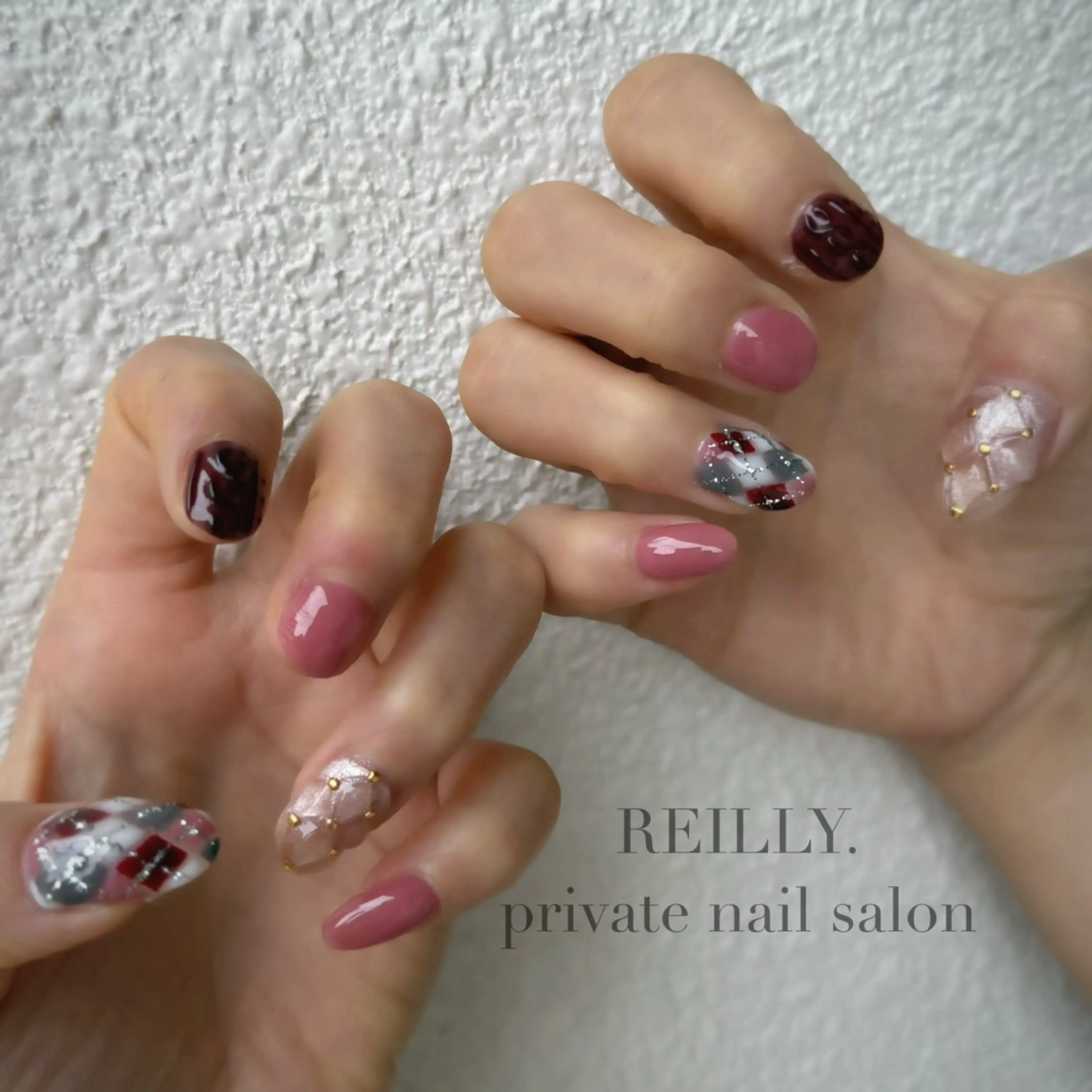 ネイル ブラウン クリアネイル フラッシュネイル フレンチネイル ジェルネイル Reilly nail.所属・Reillynail レイリーネイルのネイルデザイン