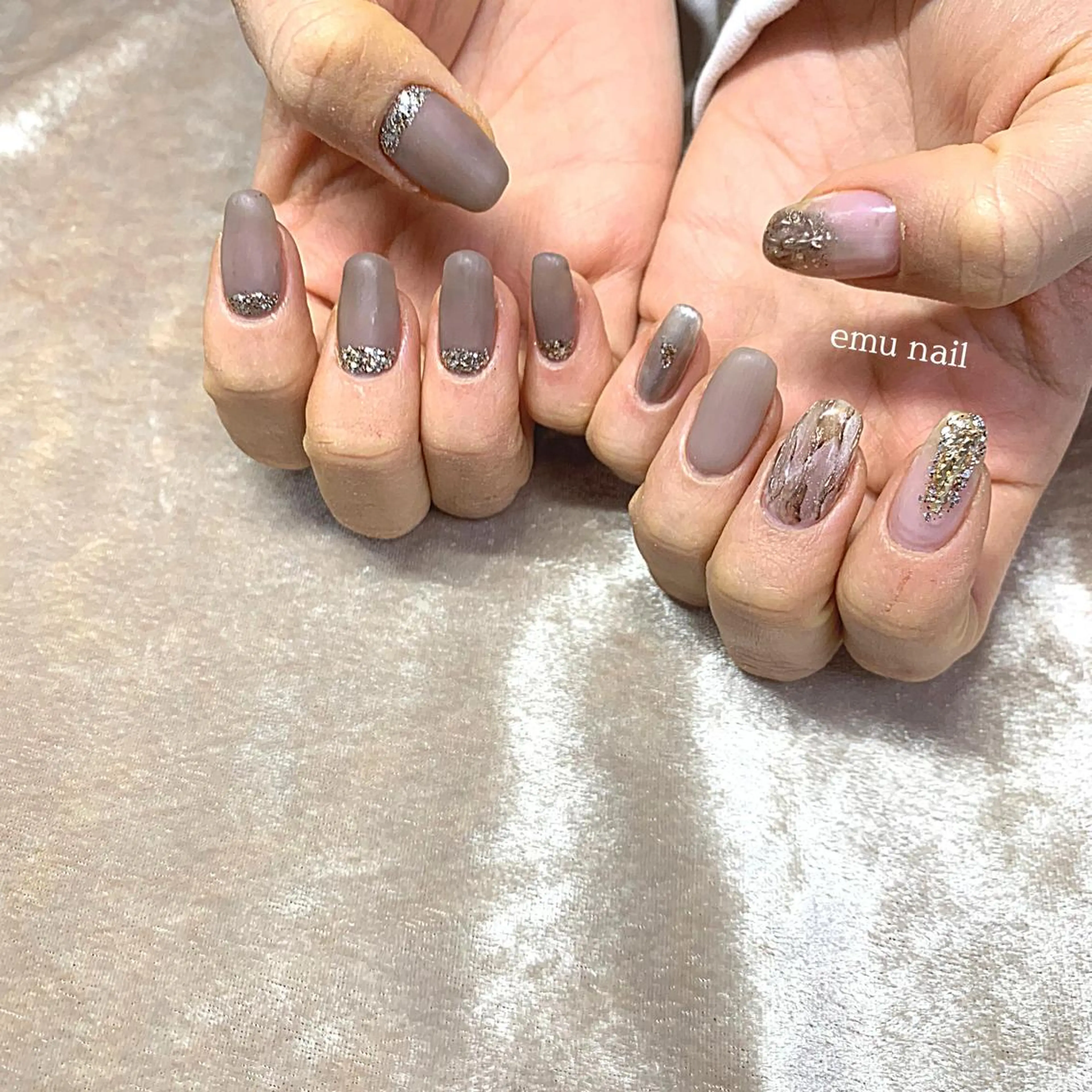 ネイル ラメ(グリッター) マットネイル emu nailのネイルデザイン