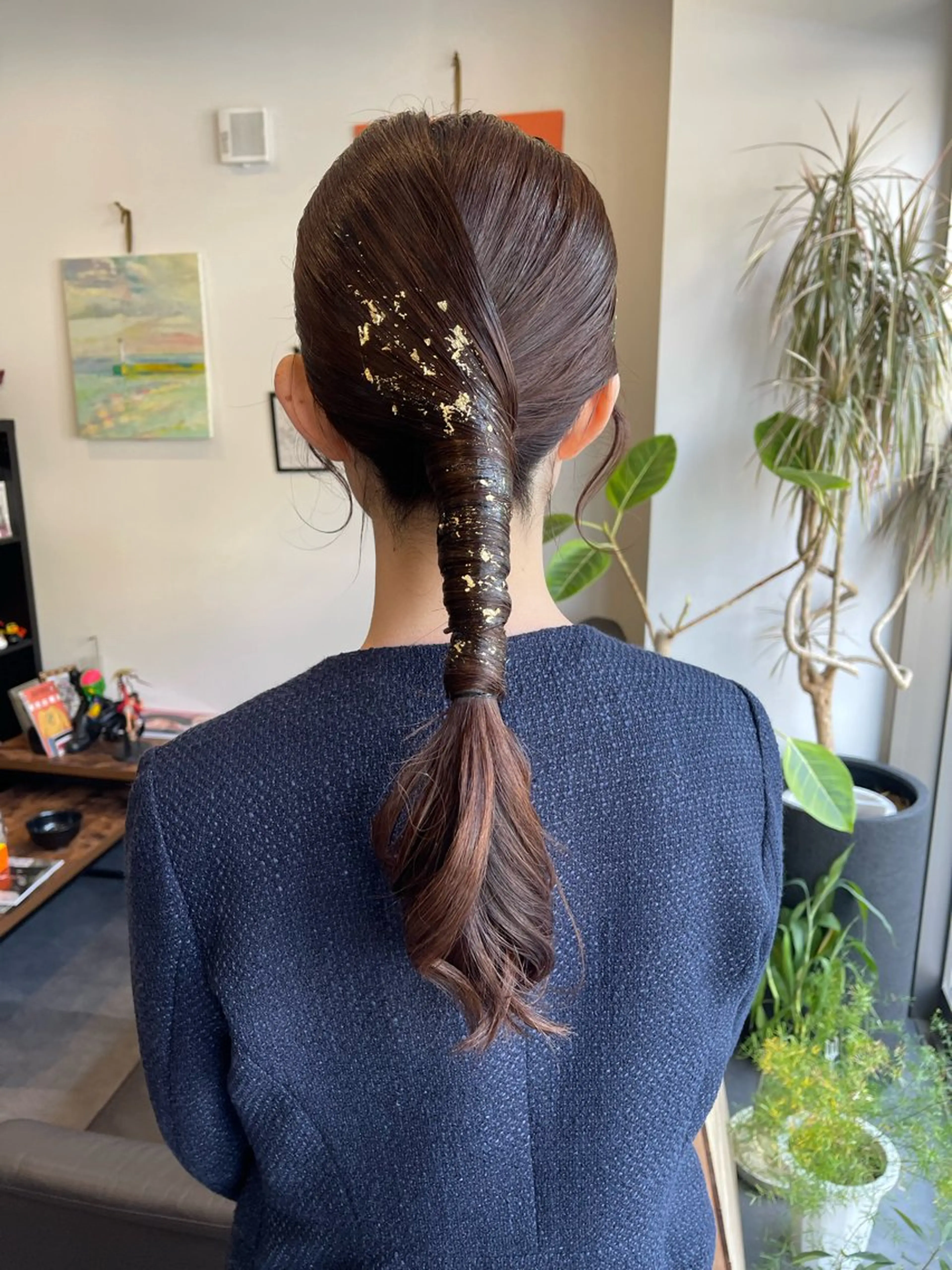 ロング ヘアアレンジ 結婚式・ブライダル ヘアセット アトム/ウルフ パーマ/レイヤーのヘアスタイル