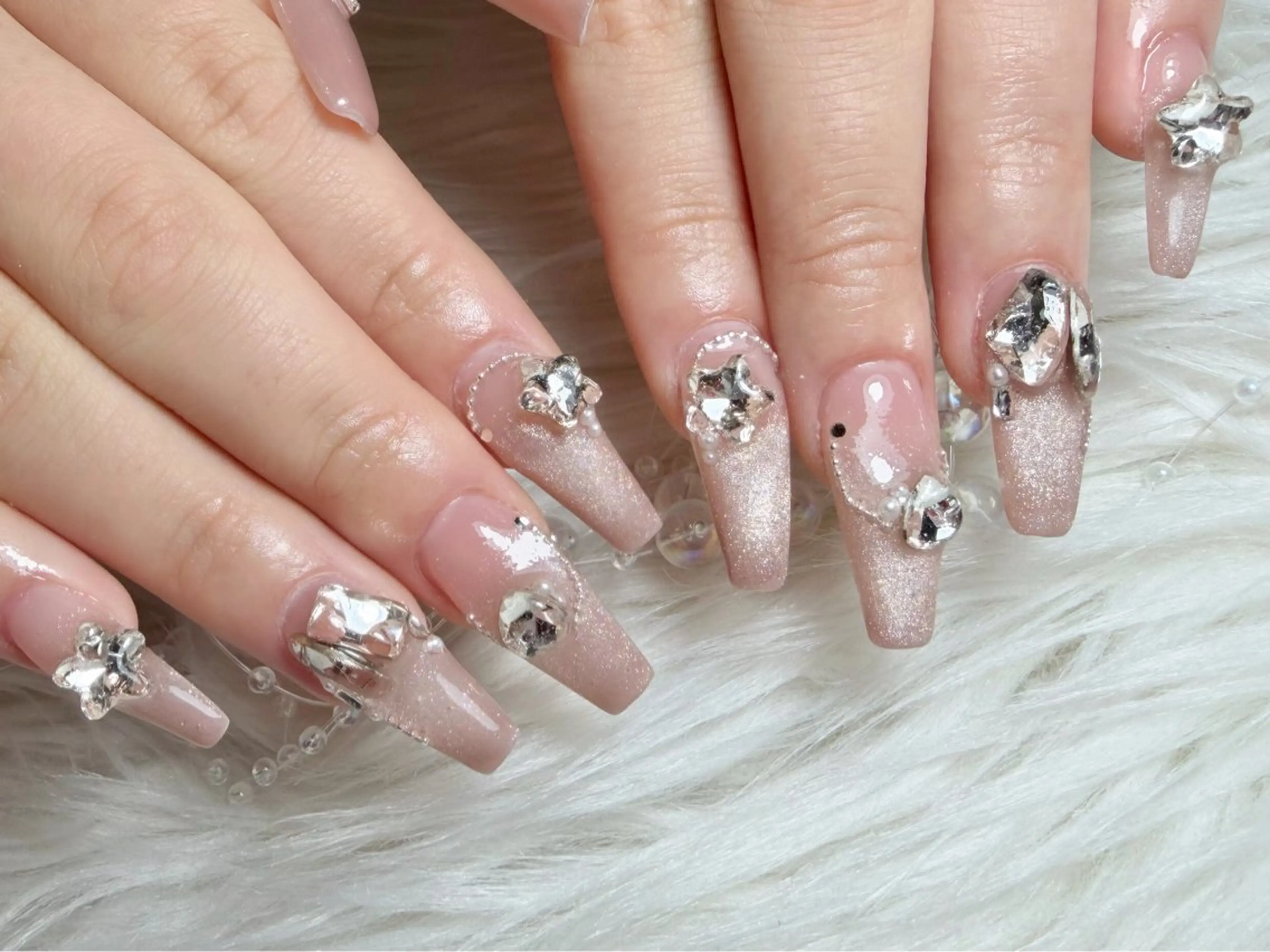 ネイル ロングネイル ワンホンネイル ハンドネイル ゆりか ジョアアンジェ福島のネイルデザイン