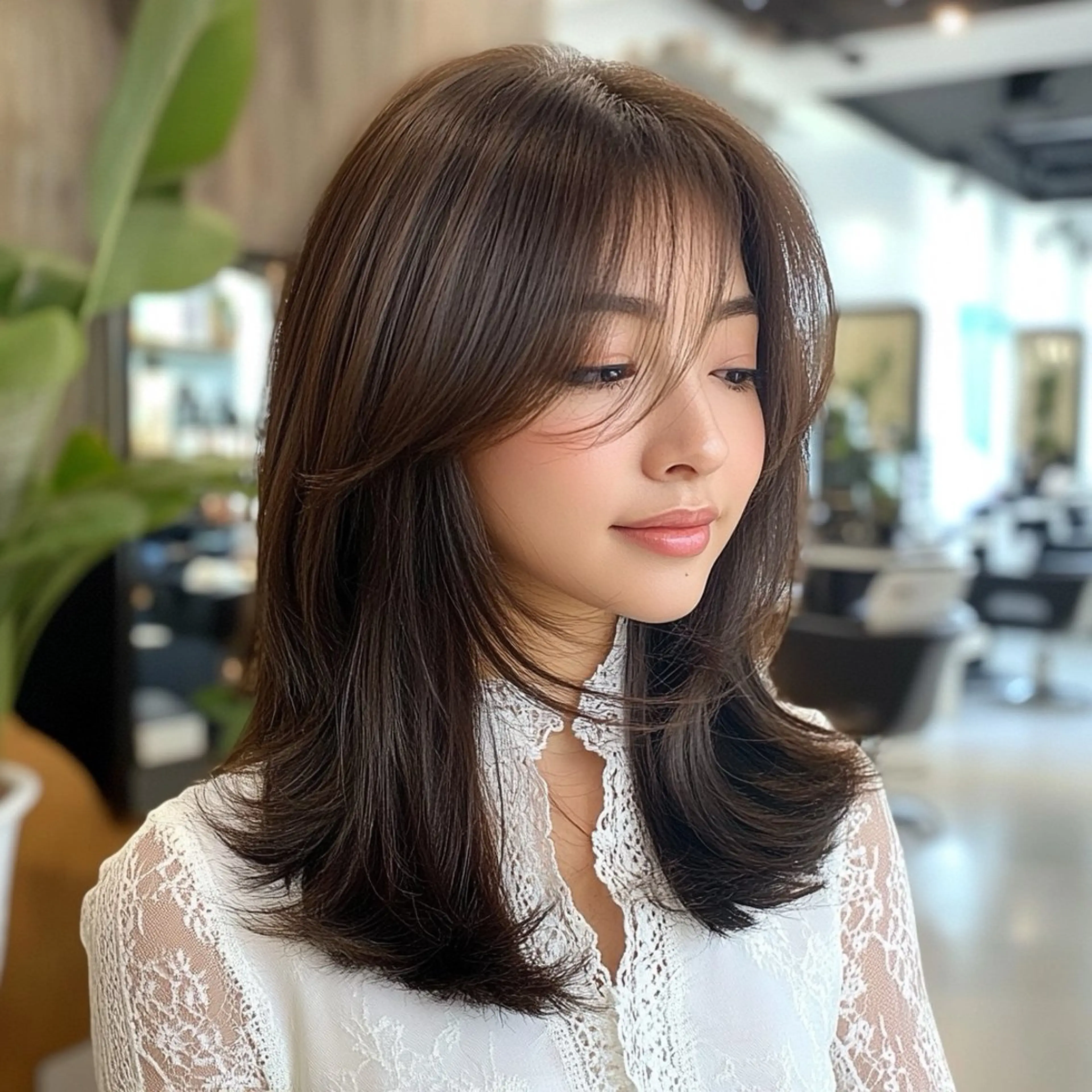 セミロング カラー カット ヘアカラー トリートメント レイヤー×顔周 り×髪質改善/MIUのヘアスタイル