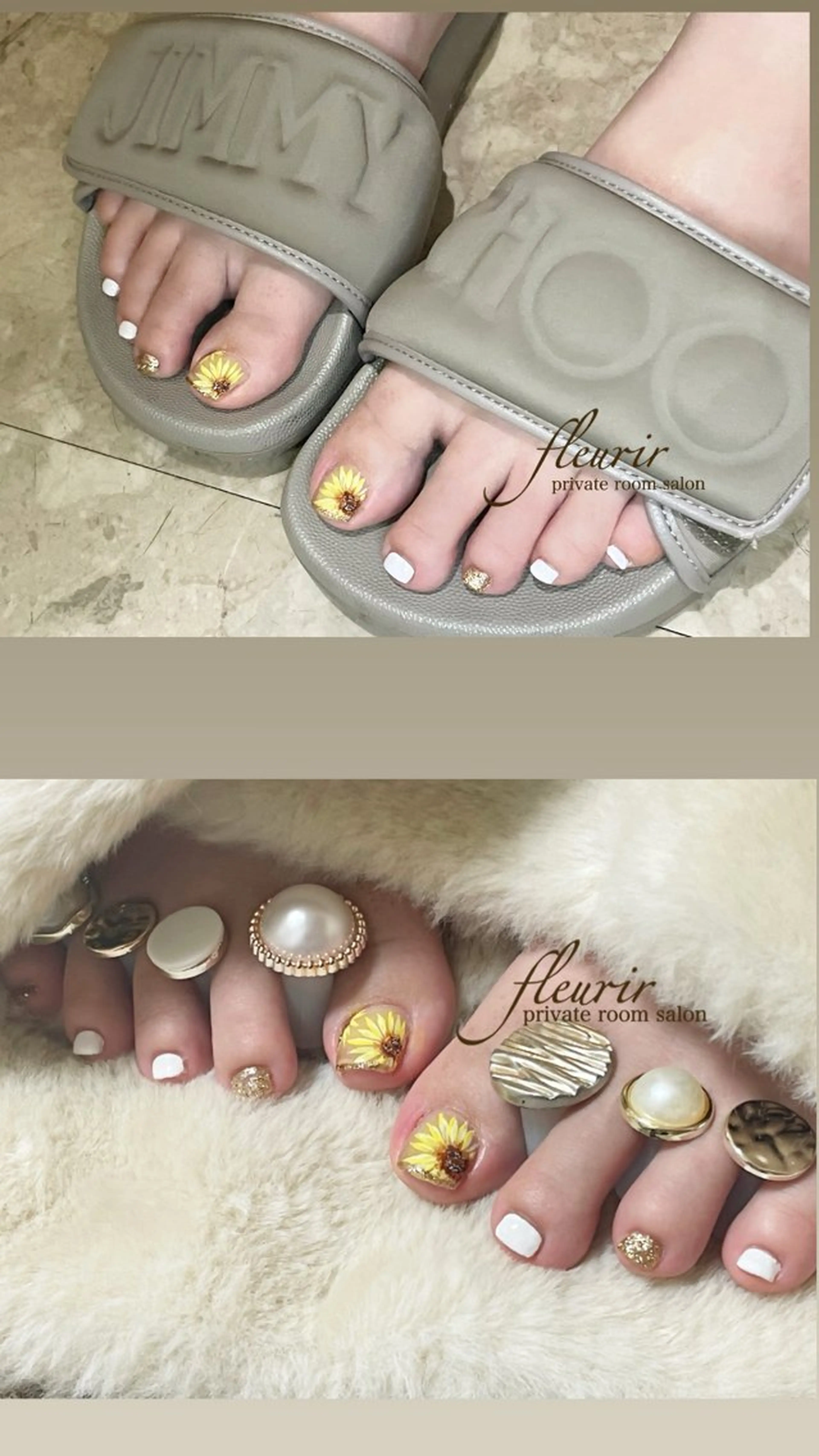 ネイル アートネイル フットネイル ゴールド フルリール 【プライベートサロンのネイルデザイン