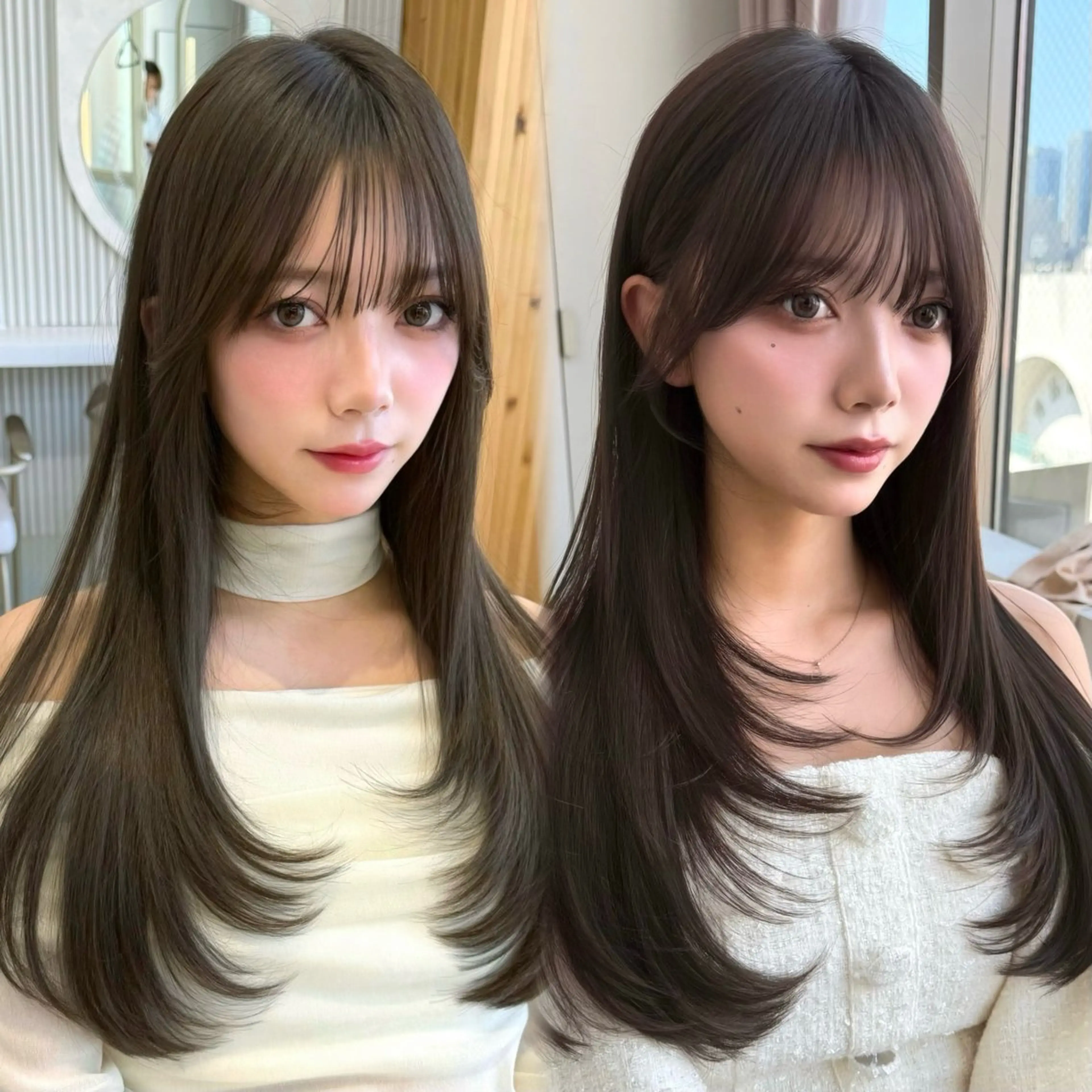 ロング カラー カット ヘアカラー トリートメント 似合わせレイヤー 透明感カラーのヘアスタイル