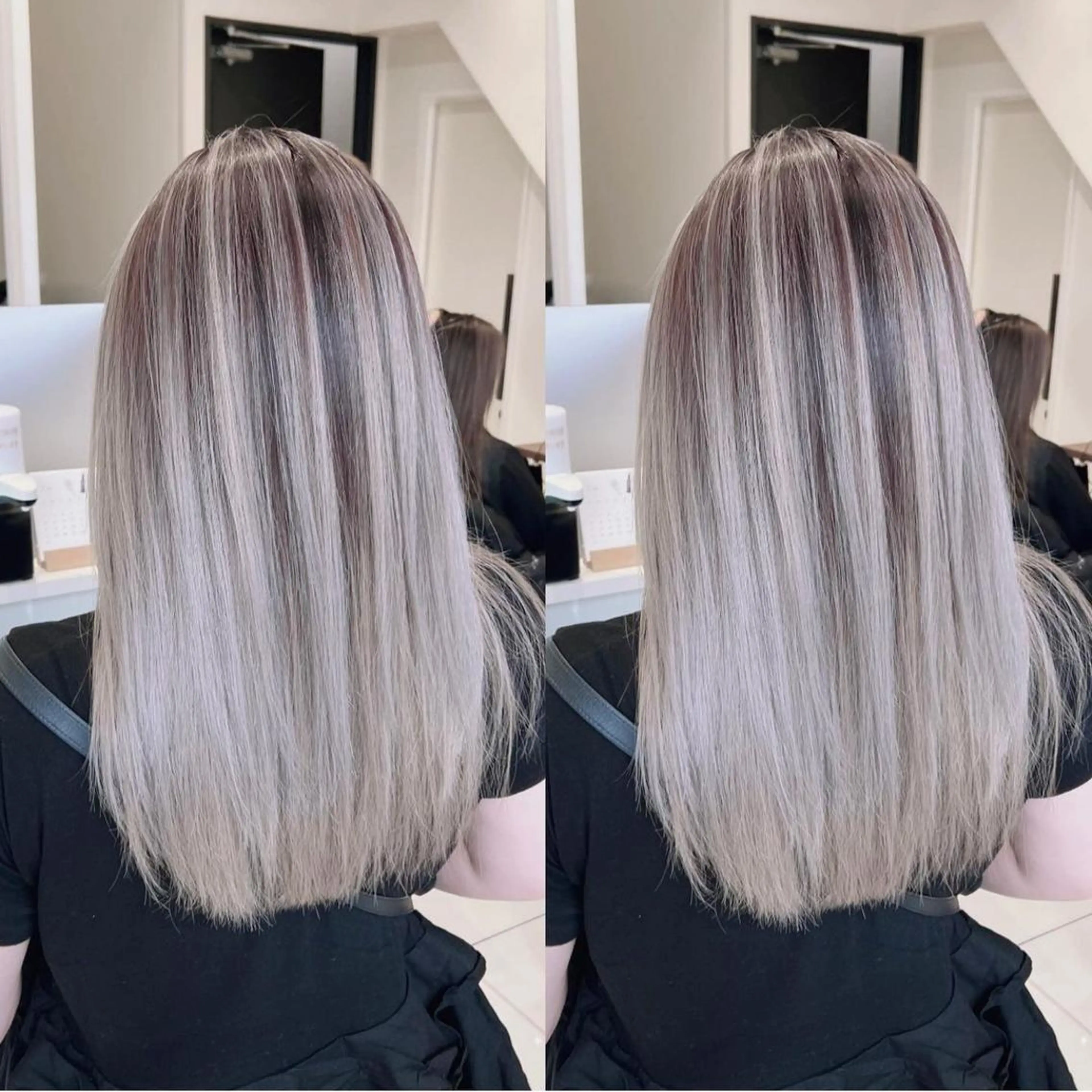 ロング カラー ブリーチ ケアブリーチ ハイライトカラー インナーカラー ハイライト ヘアカラー オフホワイトアンドなんば所属・福西 洋斗のヘアスタイル