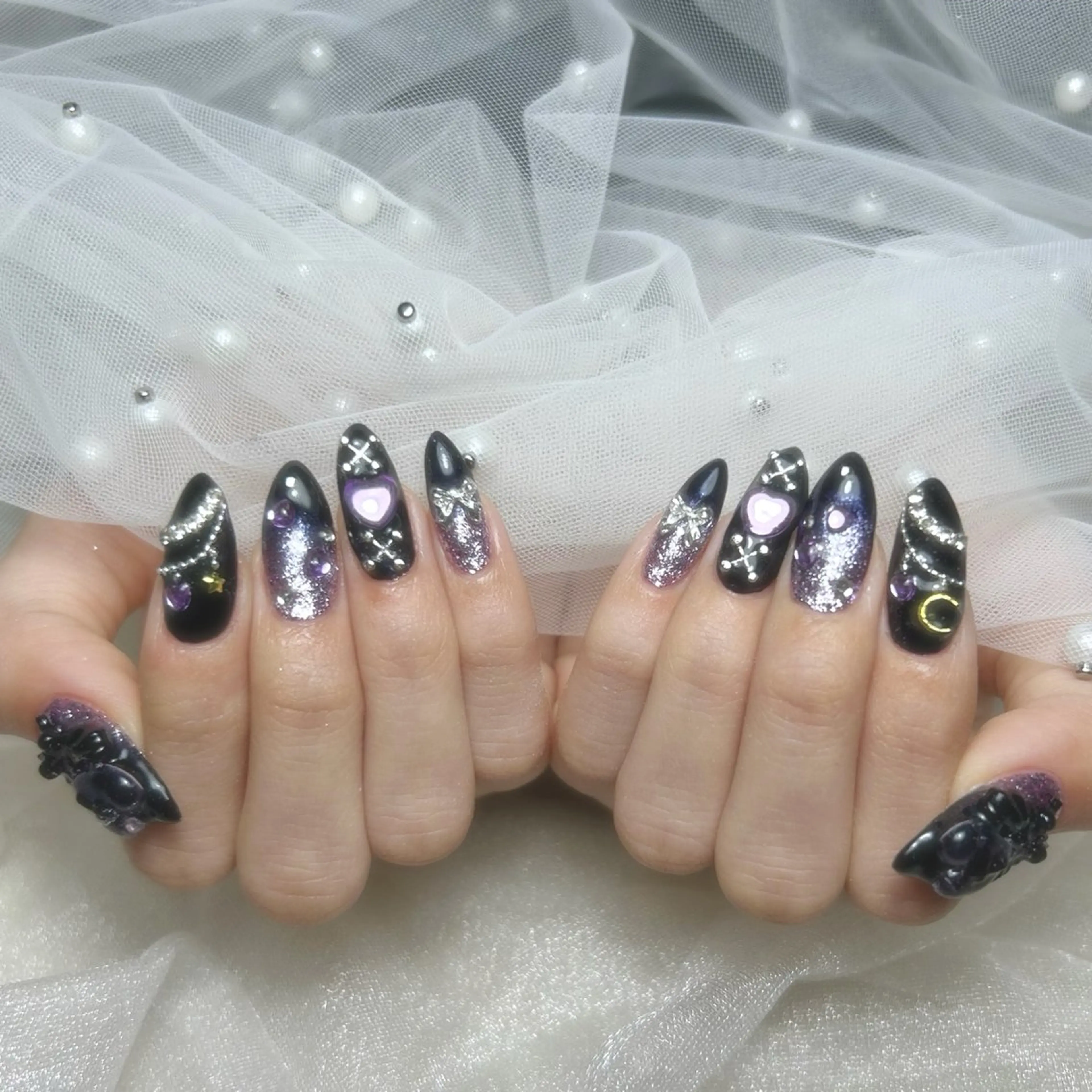 ネイル ラメ(グリッター) パープル ハンドネイル La suzuran 上前津店 森本のネイルデザイン