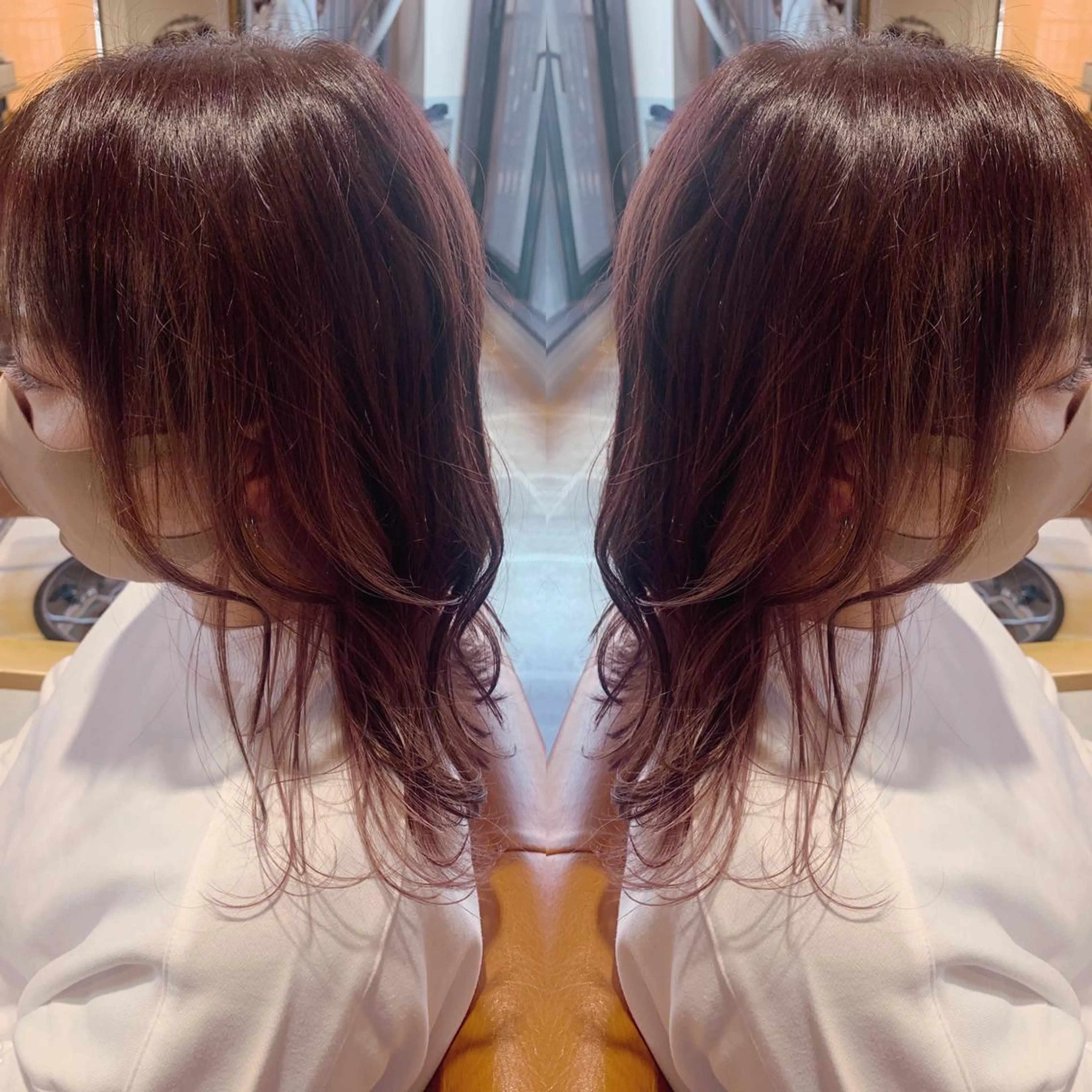 ミディアム カラー ベージュカラー ピンクカラー ピンクベージュ パープルカラー 韓国🇰🇷 ✂︎hair 内田愛のヘアスタイル