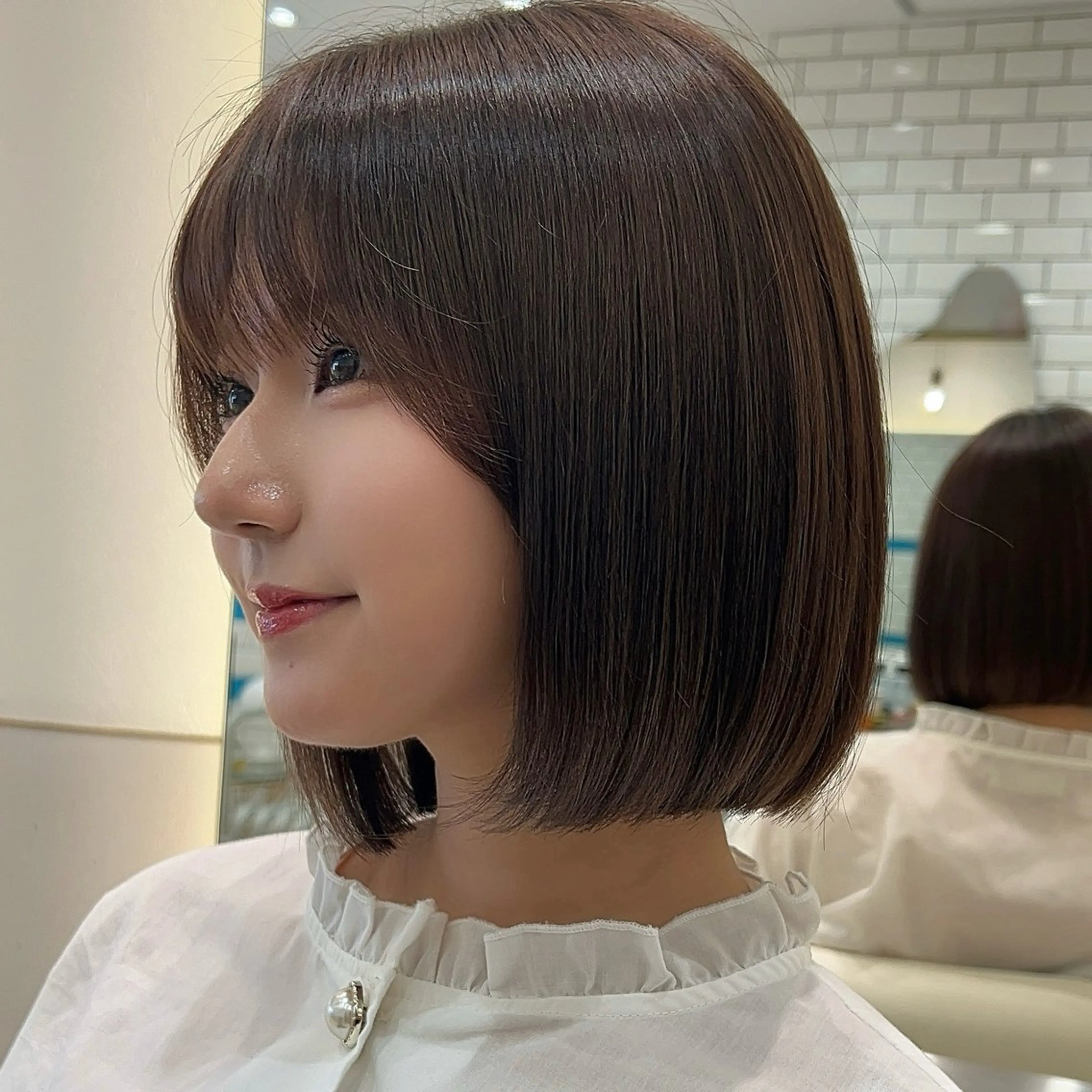 ショート カラー 透明感カラー グレージュ オリーブグレージュ オリーブグレー ボブ カット ヘアカラー トリートメント ボブ/レイヤーボブ/ 髪質改善/梶川 夏季のヘアスタイル