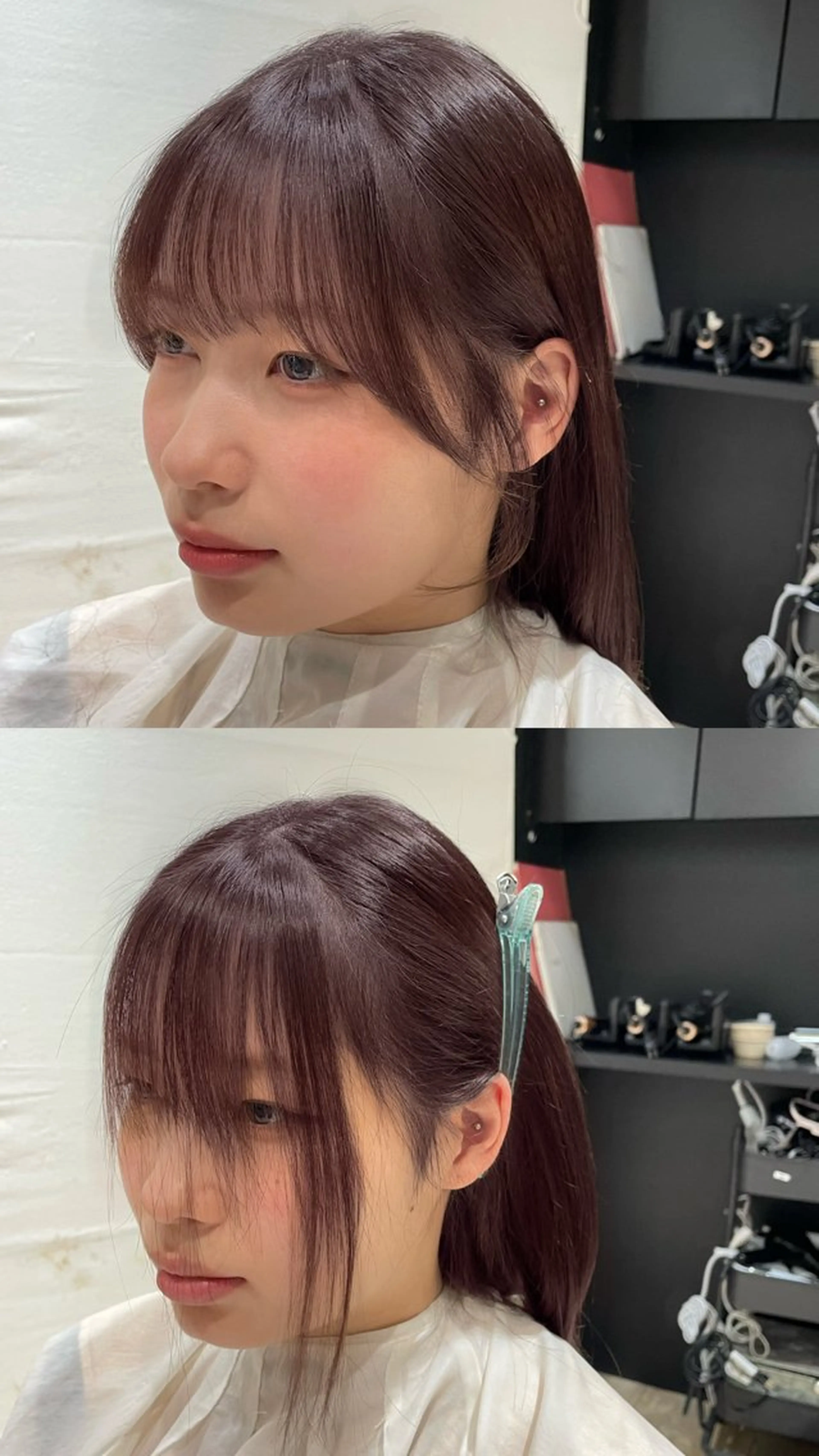 ミディアム 顔周りカット カット 艶カラー/アレンジ/ はまぐちうみのヘアスタイル