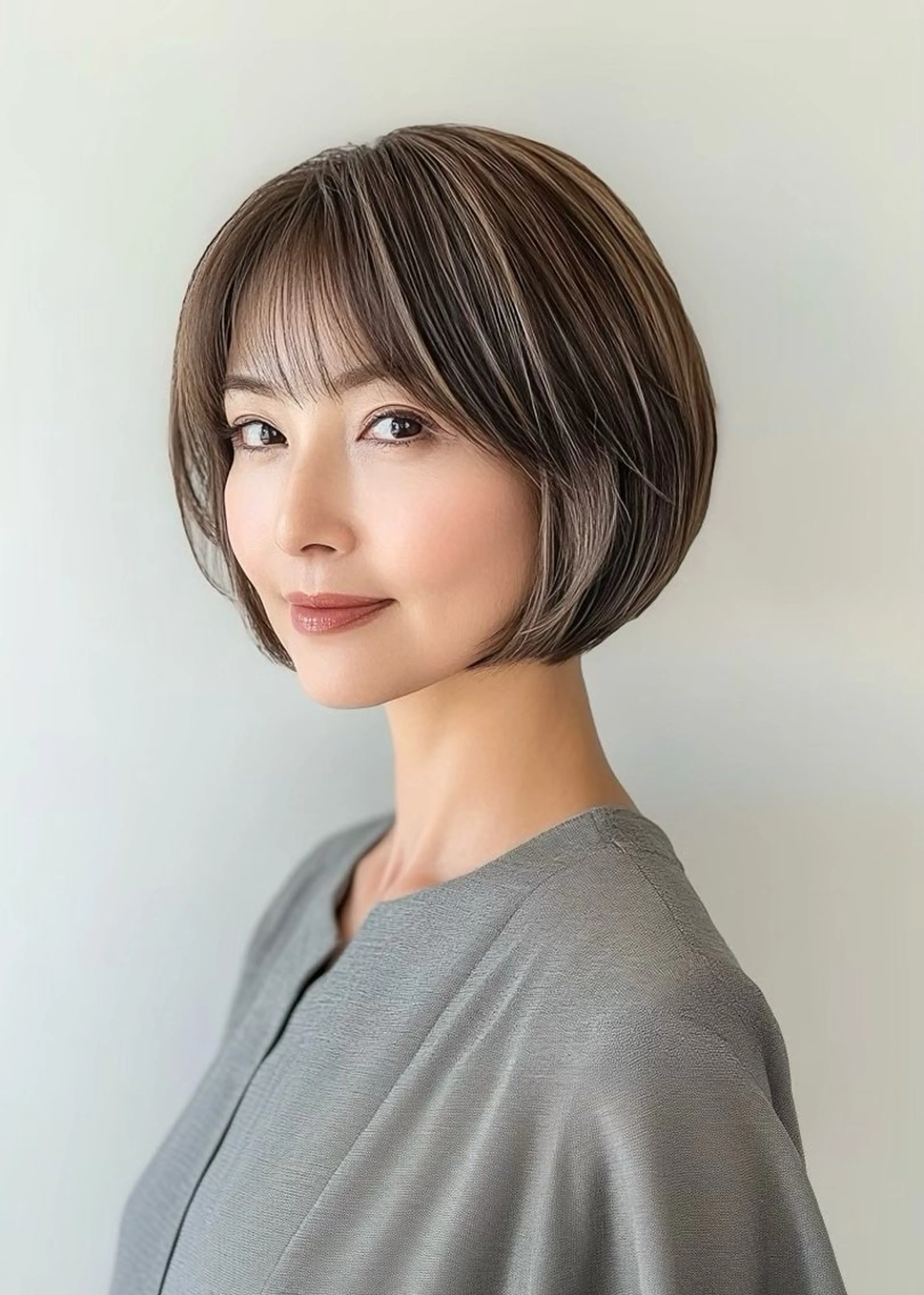 ミディアム カラー ハイライトカラー ハイライト 似合わせショート特化 ✨松本のヘアスタイル