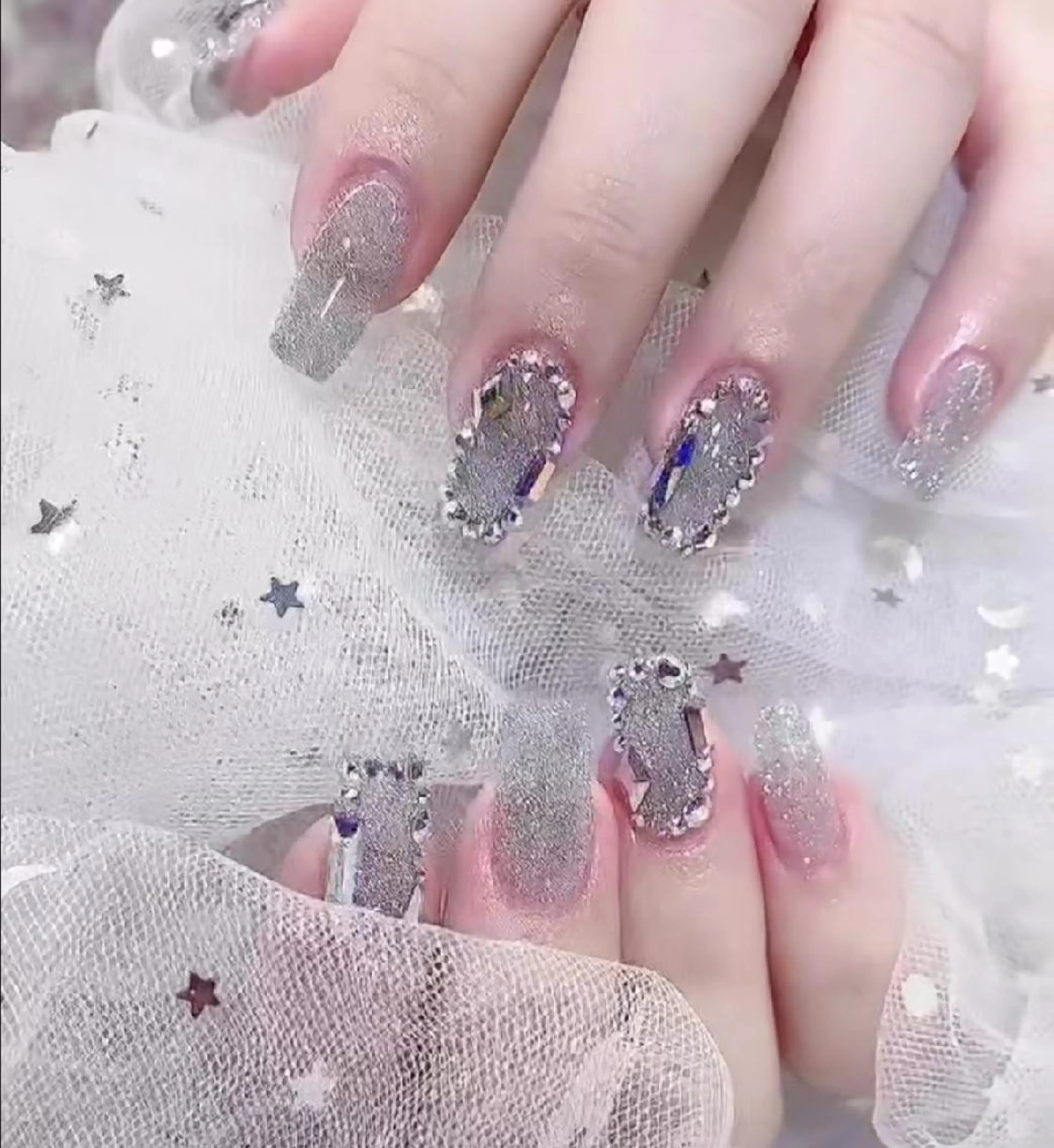 セミロング ネイル フラッシュネイル ネイリストゆか💅 長さだし、深爪矯正のネイルデザイン