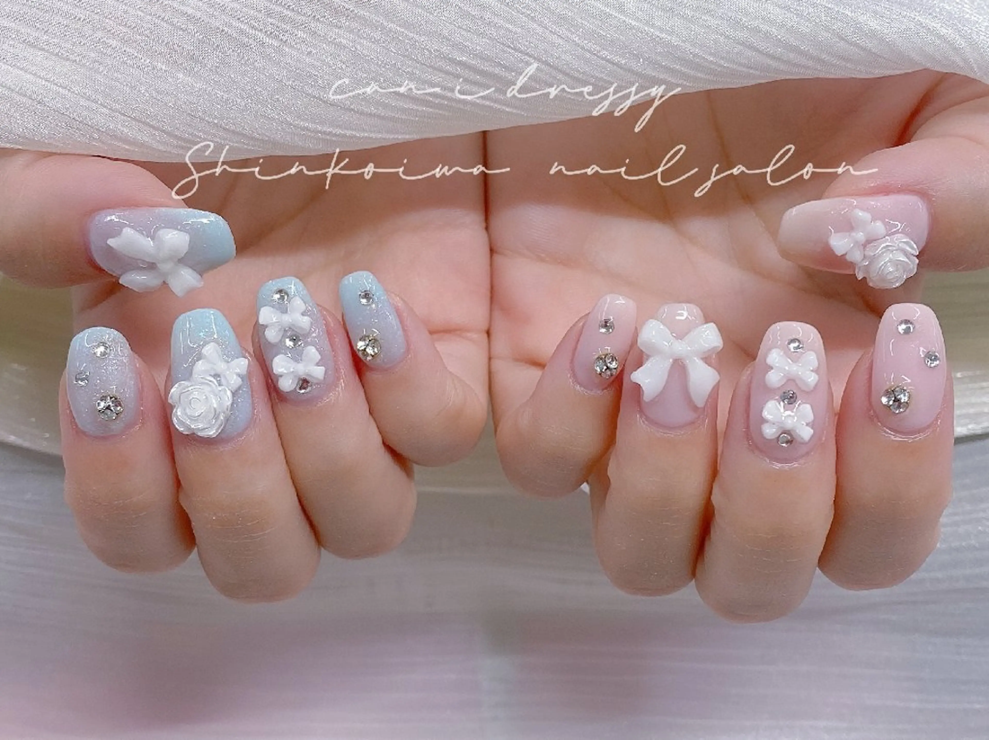 ネイル リボン ハンドネイル キャンアイドレッシー 新小岩のネイルデザイン