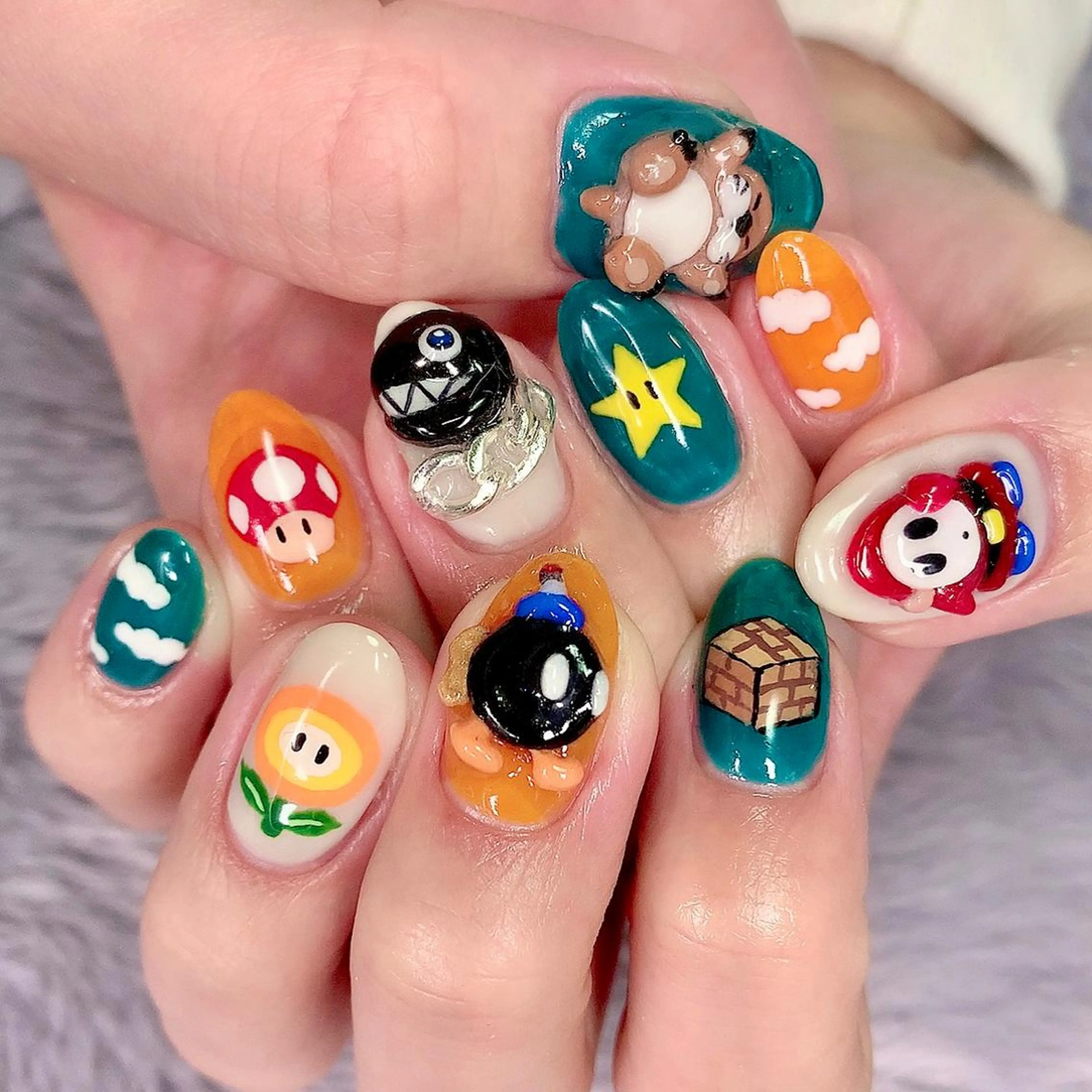 ネイル アートネイル オーロラネイル 氷ネイル・うるうるネイル キラキラネイル 韓国ネイル シェアサロンLei.g(レイジー)所属・3Dアートネイル💗 都築レナのネイルデザイン