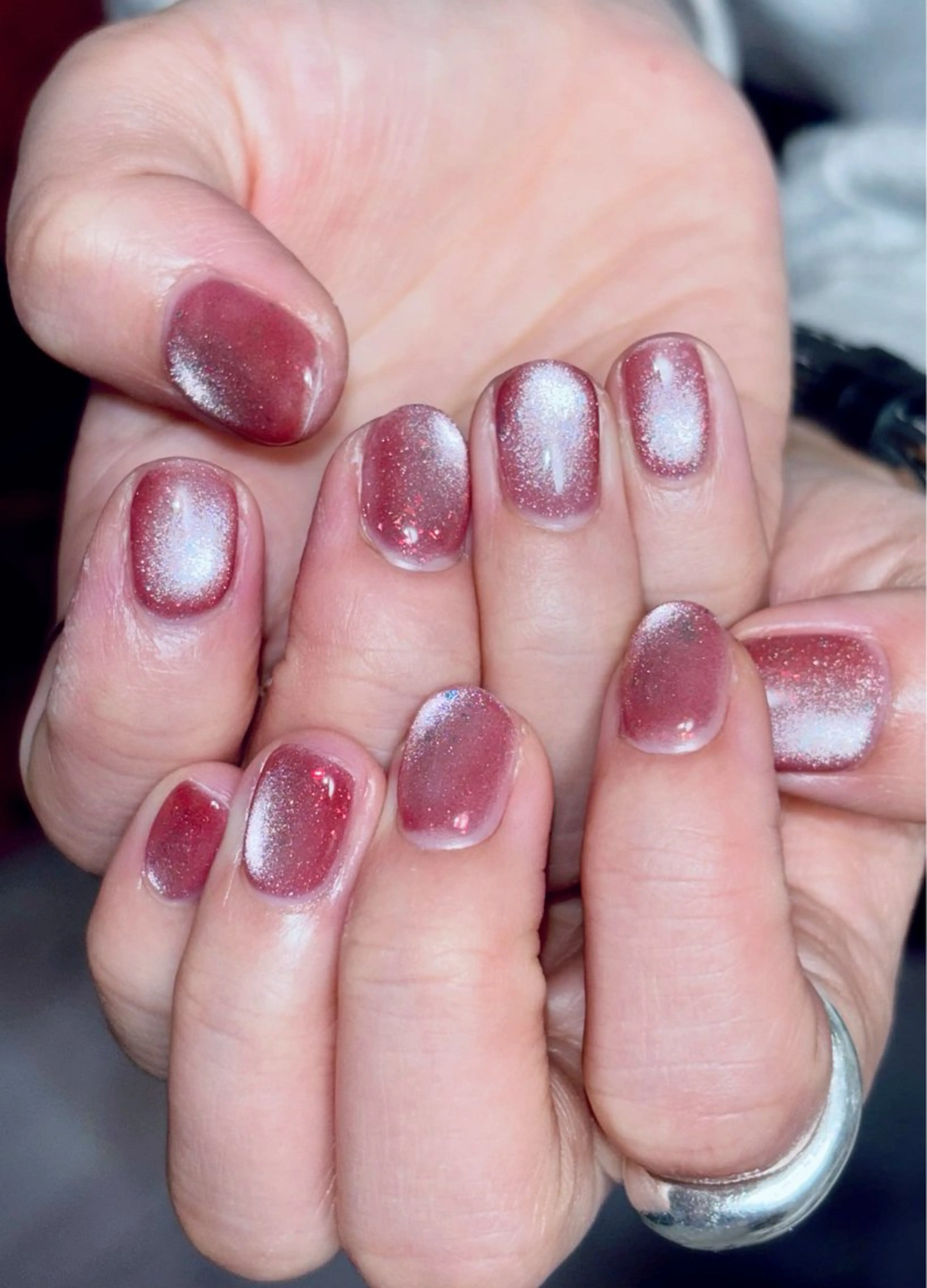 ネイル 桜ネイル ガーリー 氷ネイル・うるうるネイル キラキラネイル マグネットネイル 銀河屋の猫所属・銀河屋 の猫のネイルデザイン