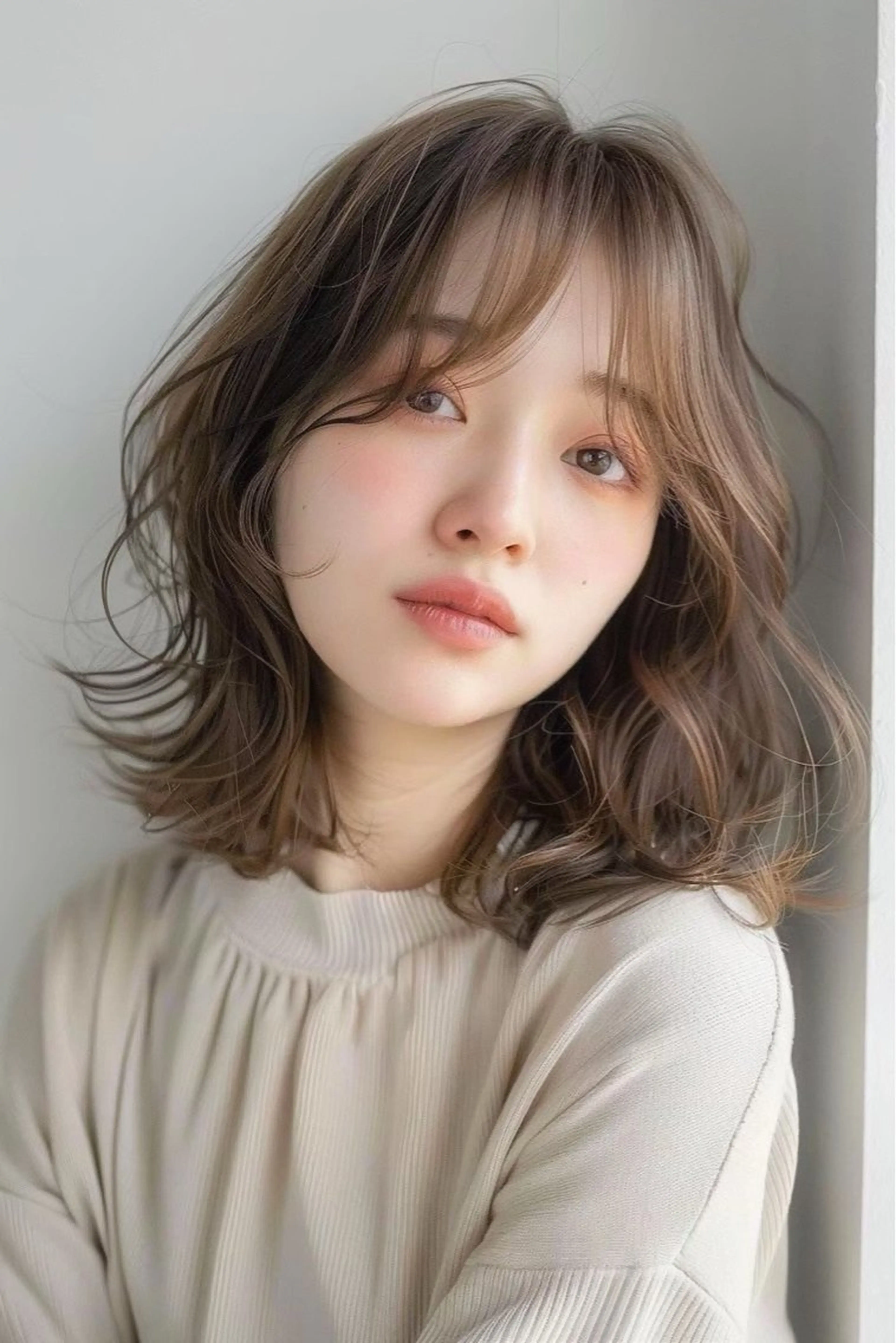 ミディアム カラー カット ヘアカラー トリートメント 最新ケアカラー 髪質改善YUTOのヘアスタイル