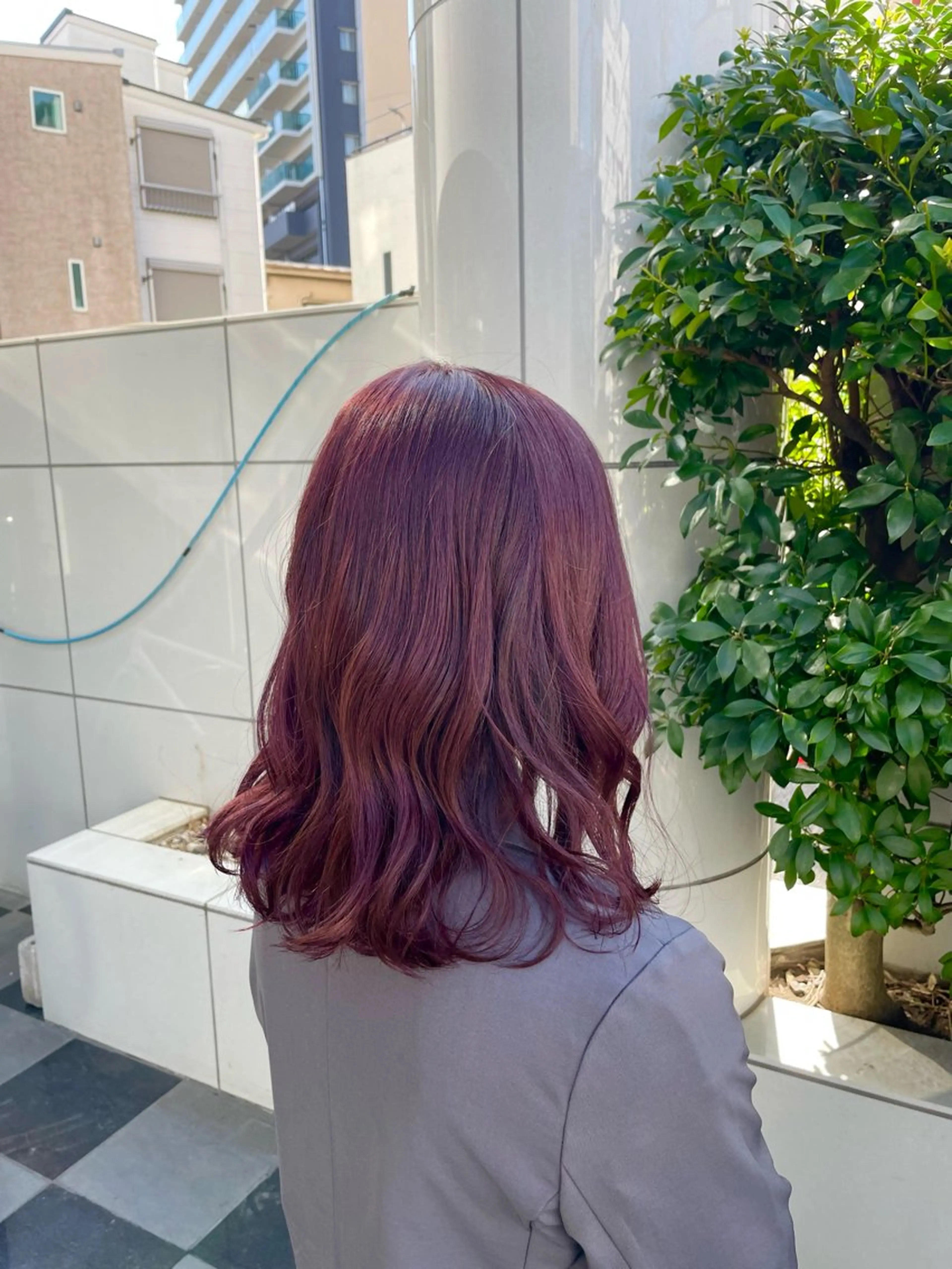 ミディアム カラー ブリーチ ブリーチなしカラー ピンクカラー 高取大将 /髪質改善/艶髪のヘアスタイル