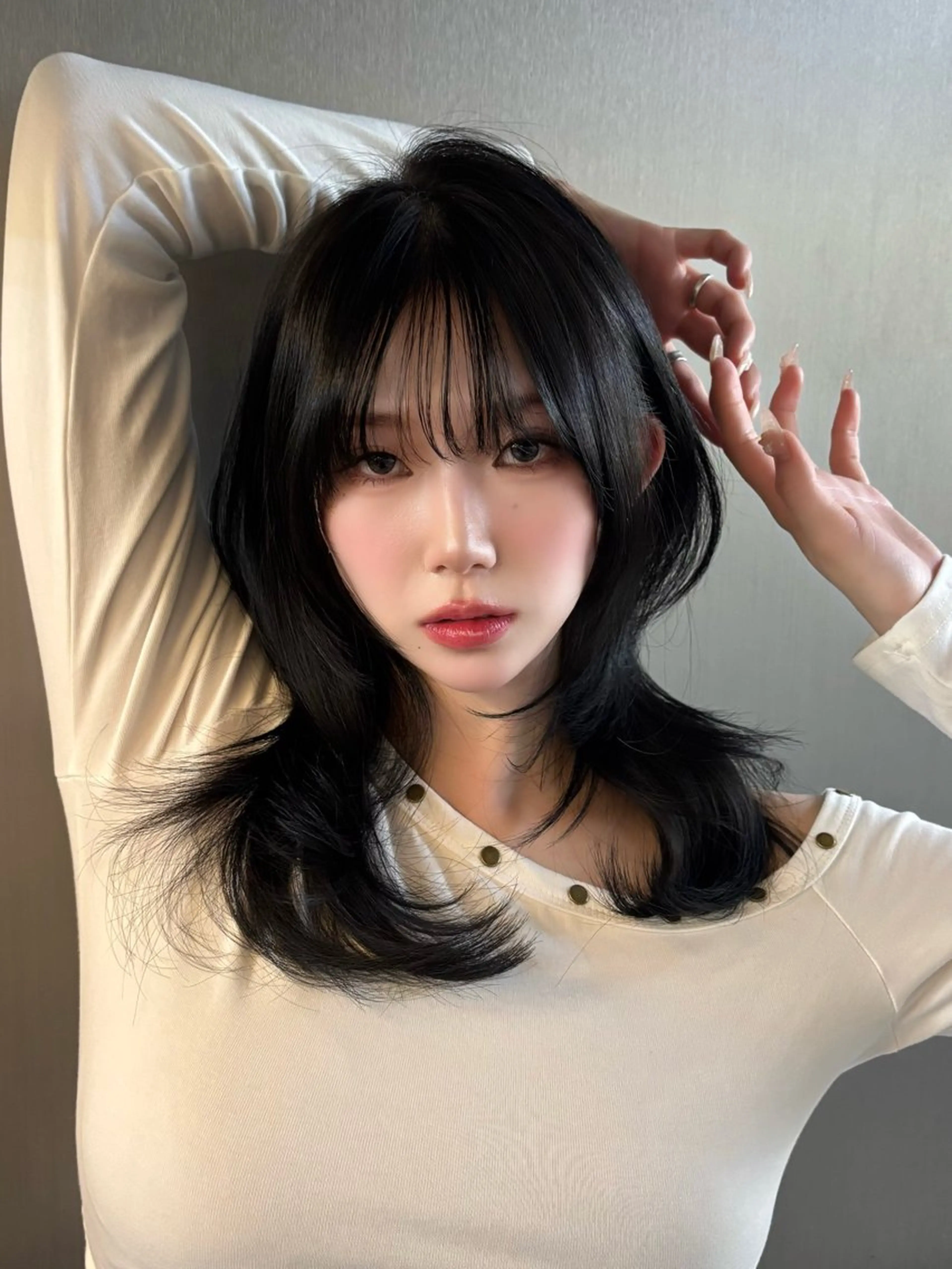 ミディアム レイヤーカット カット ヘアカラー トリートメント 堤 翔平のヘアスタイル