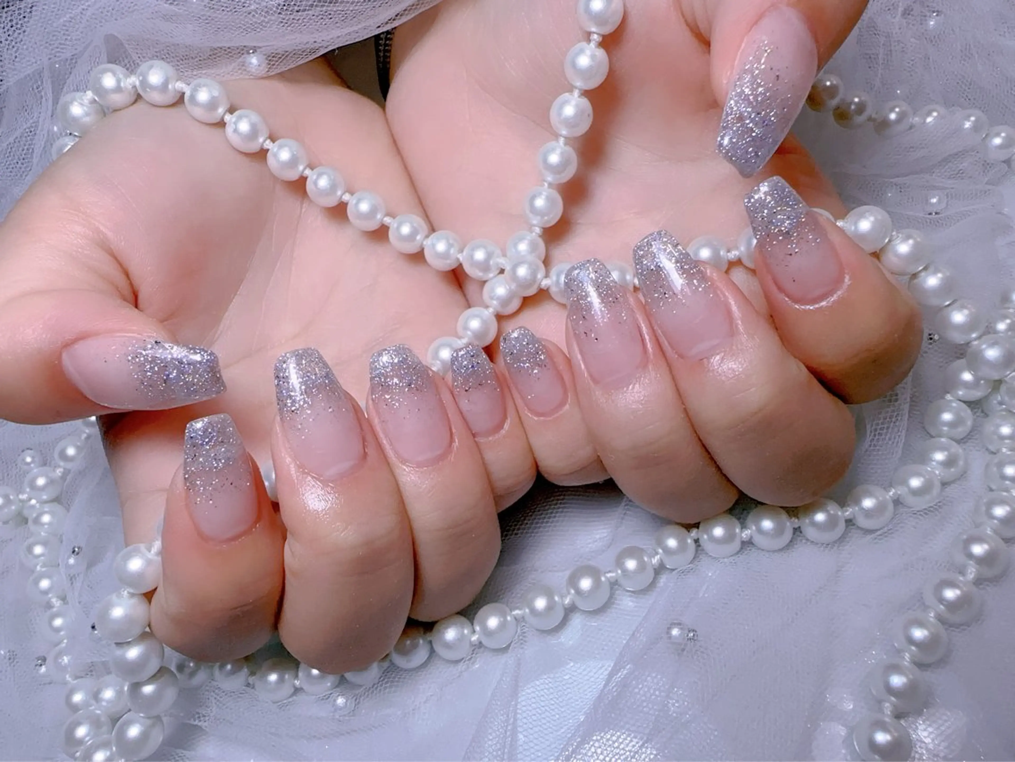 ネイル 長さ出し ラメ(グリッター) ラメグラデーション ネイルチップ ハンドネイル You&Me Miyuのネイルデザイン