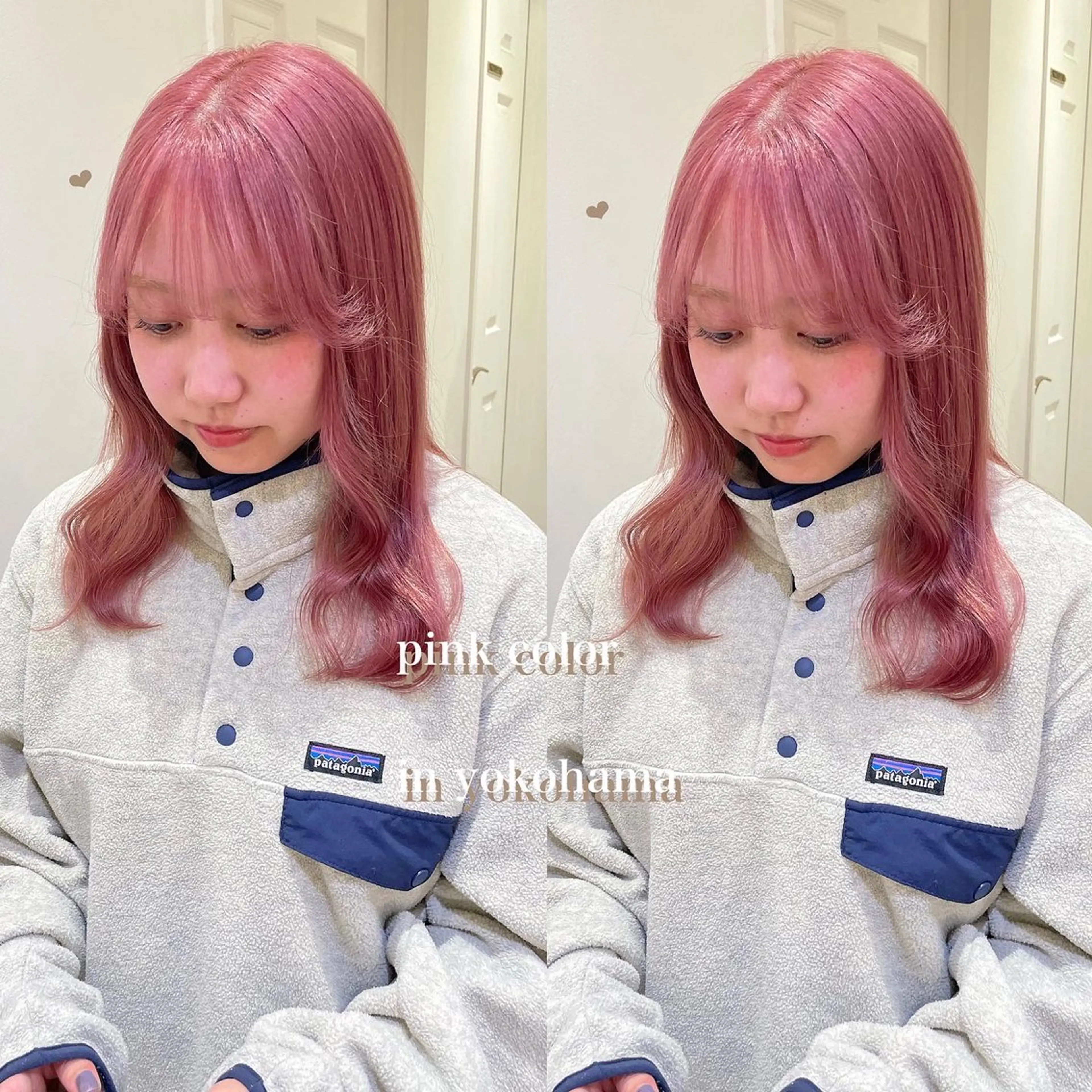 ミディアム カラー 透明感カラー オレンジ ピンクカラー ヘアカラー エクステ/ハイトーン 🐏☁️miminaのヘアスタイル