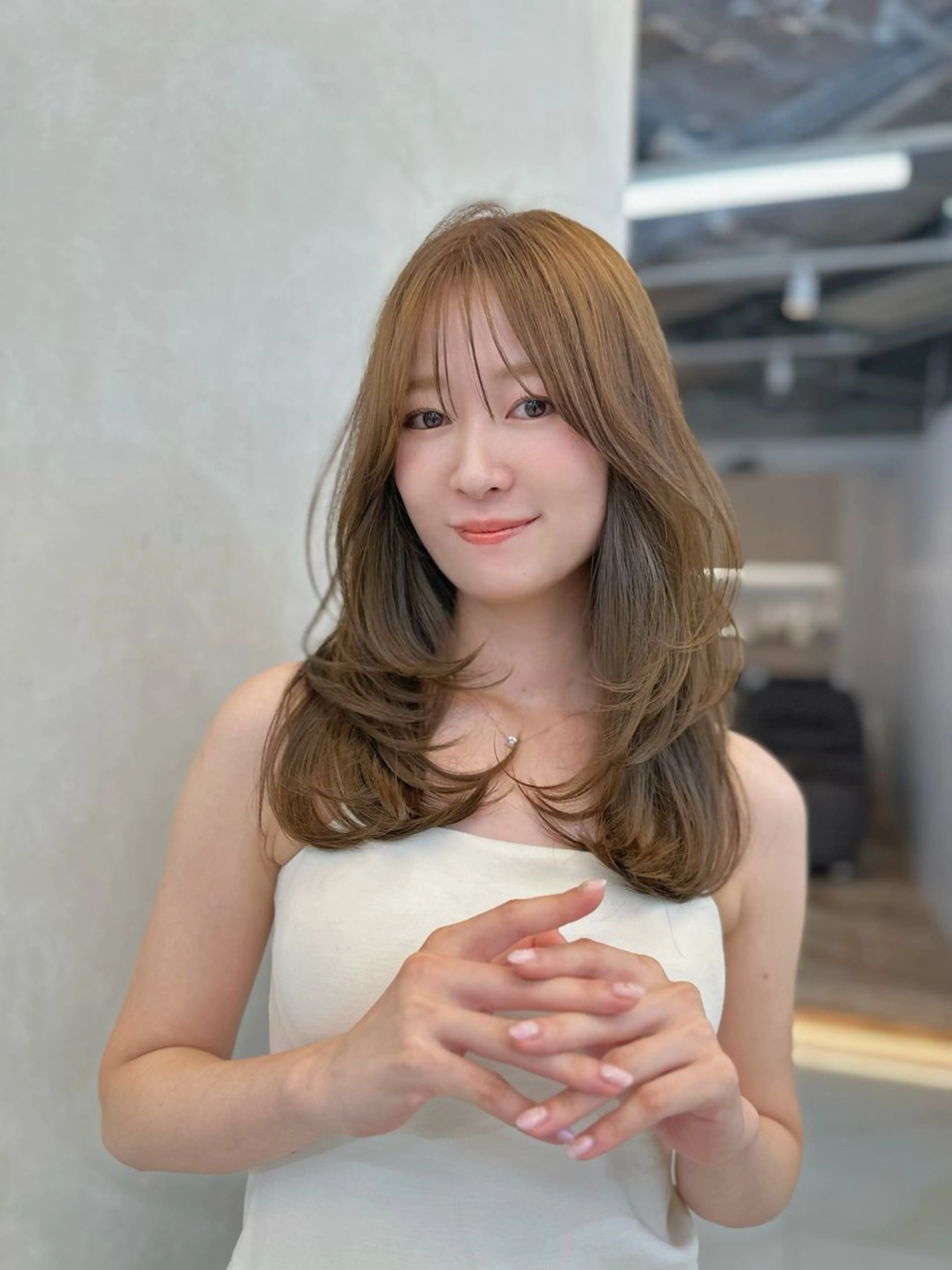 カラー ブリーチ 透明感カラー ブリーチなしカラー ヘアカラー トリートメント ヘアセット ARMONY表参道店所属・韓国風レイヤーカラー ライムのヘアスタイル