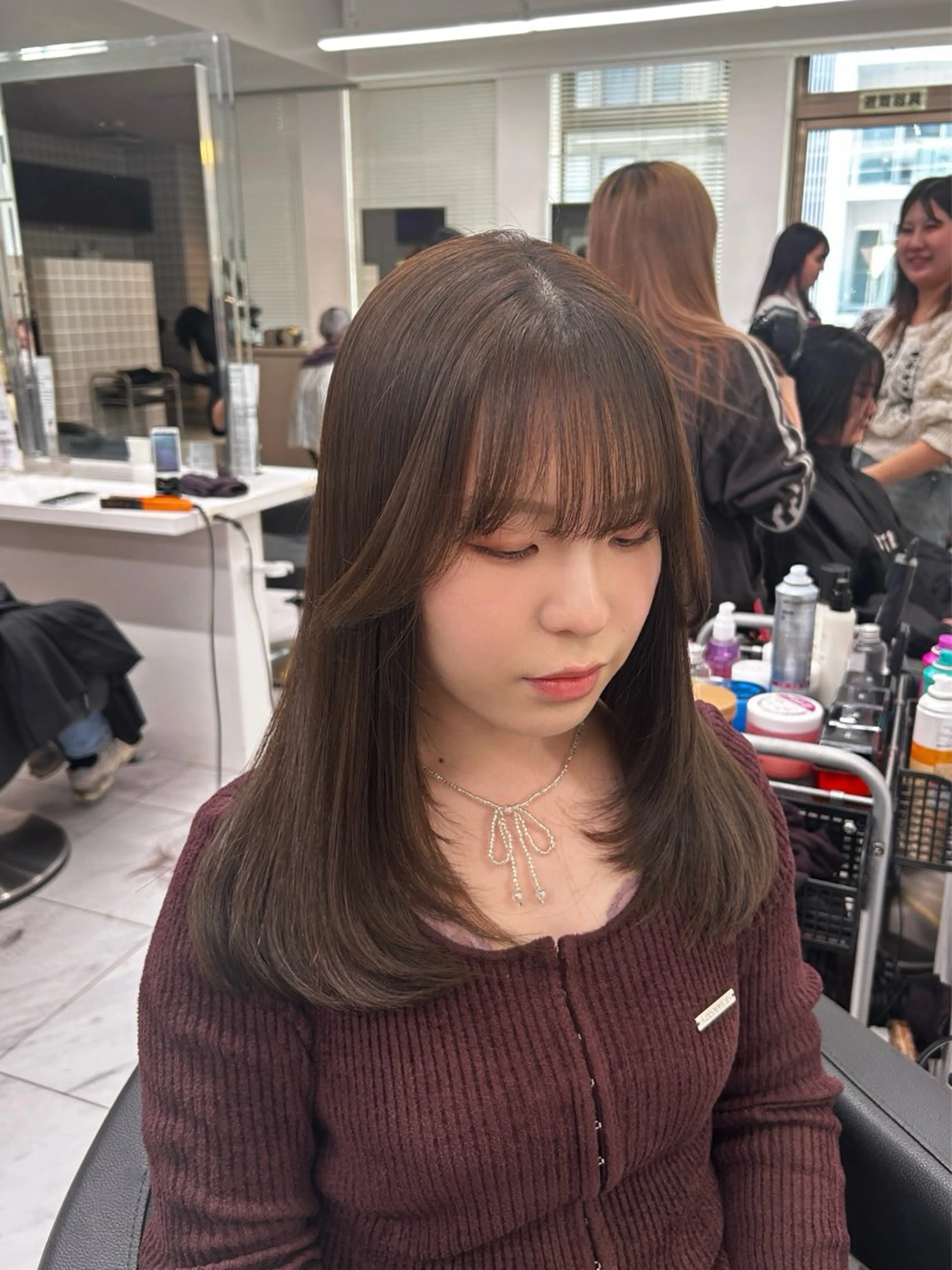ロング カラー カット ヘアカラー 縮毛矯正 トリートメント ヘッドスパ ヘアセット 🥯縮毛/レイヤー/ ベージュヘア🥯のヘアスタイル