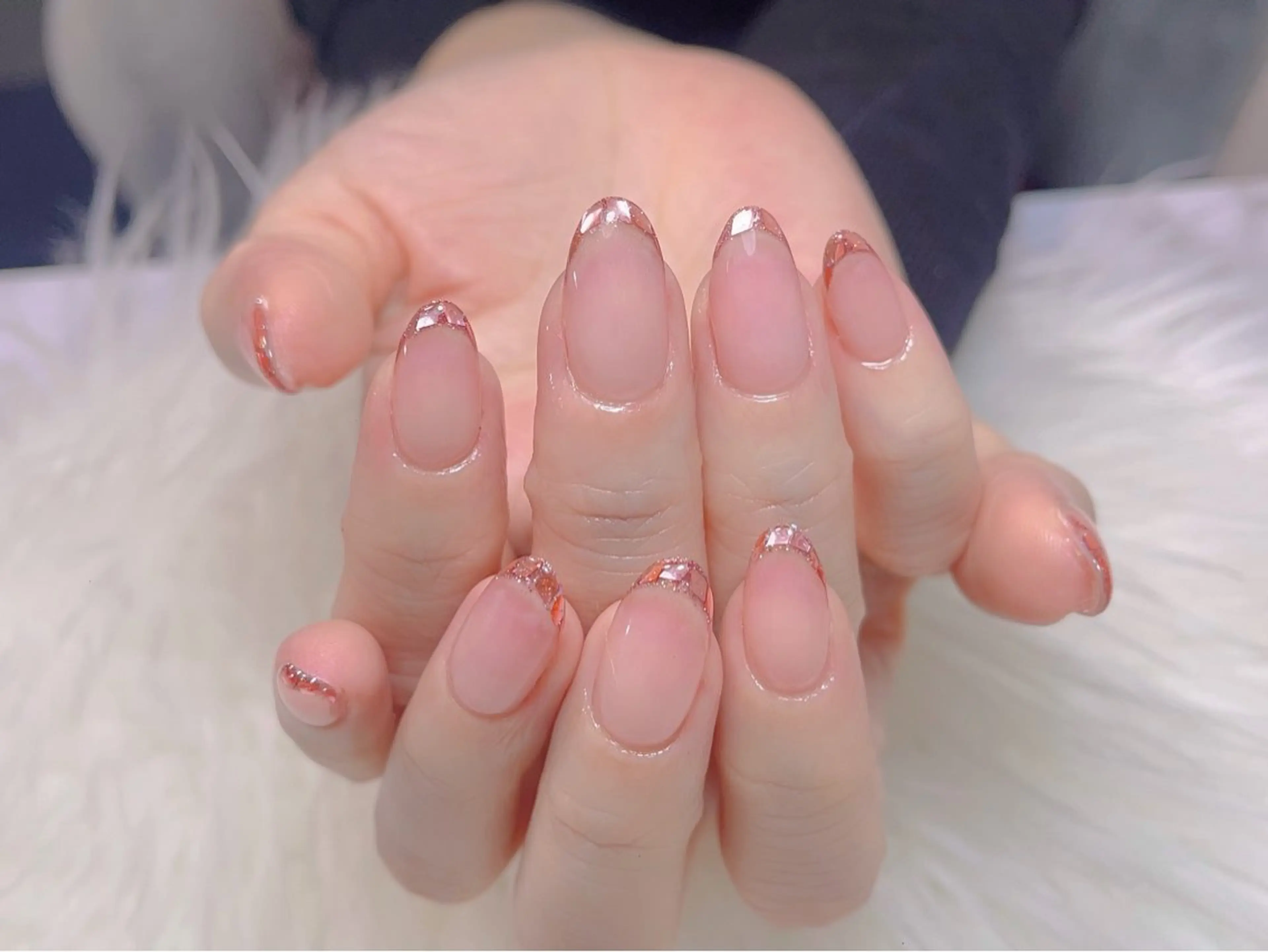 ネイル フレンチネイル ガラスフレンチ 高橋 ユキのネイルデザイン