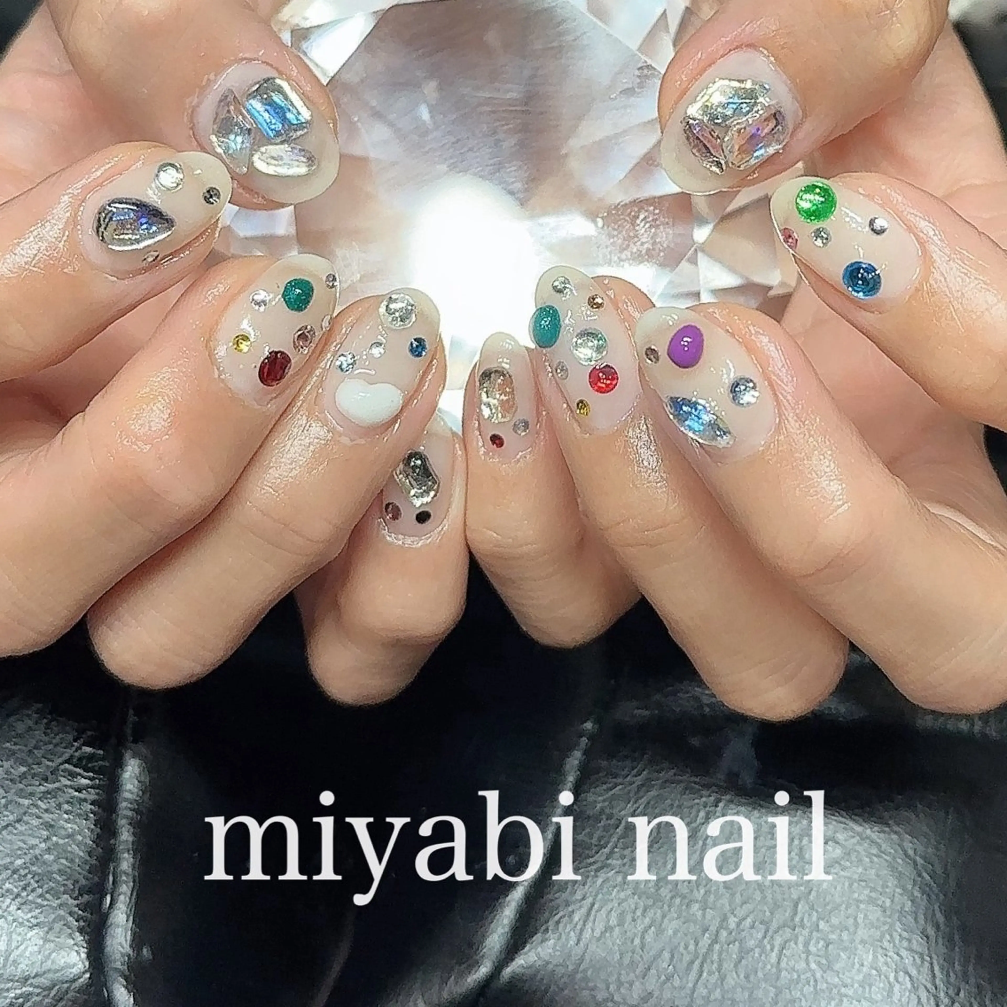 ネイル アートネイル ジェルネイル キラキラネイル 持ち込み 春ネイル ハンドネイル miyabi nail 桂川駅近くのネイルデザイン