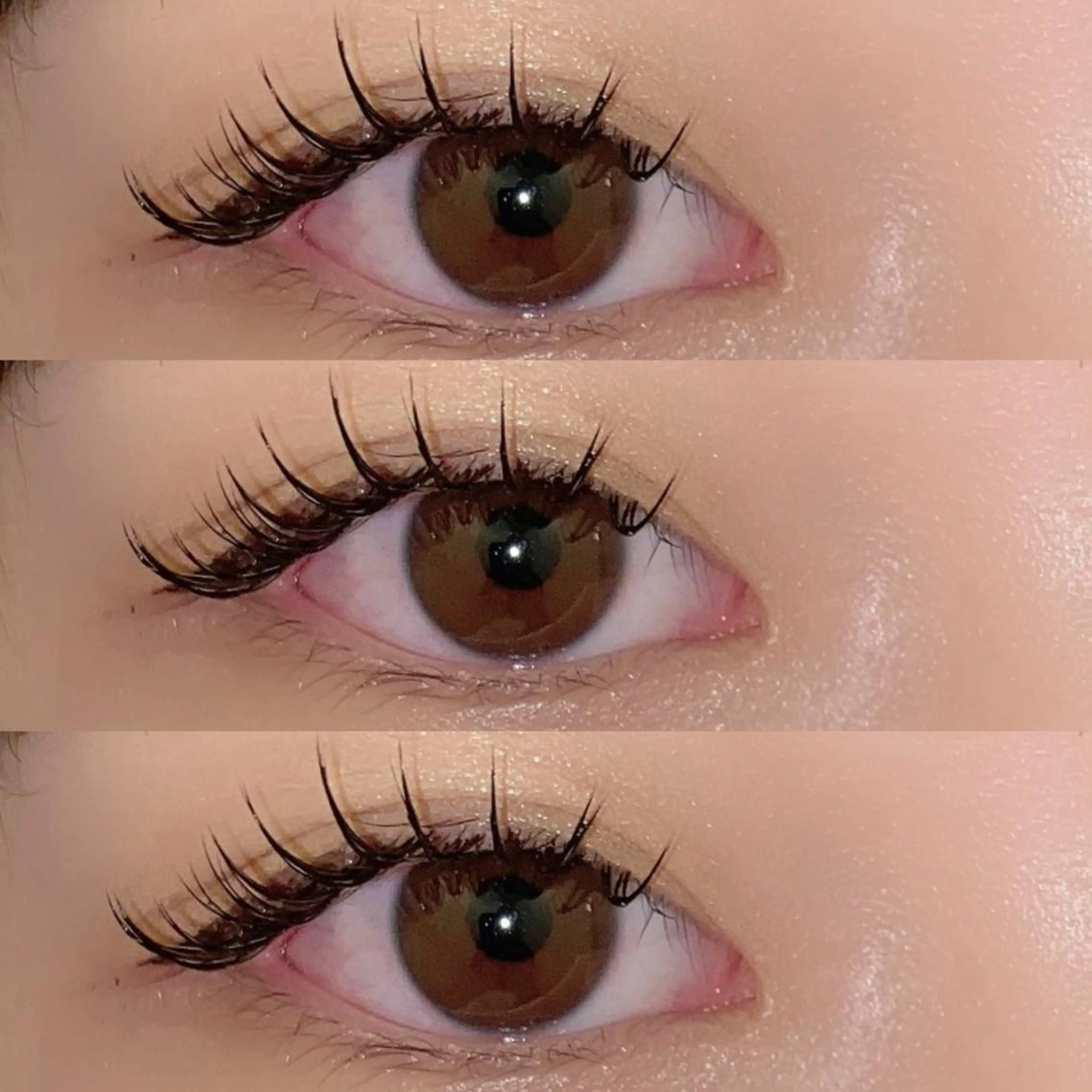 マツエク・マツパ 束感まつ毛 フラットラッシュ 韓国風マツエク パリジェンヌラッシュリフト ボリュームラッシュ 肌に馴染むハイトーン /ミルクティーカラーのヘアスタイル