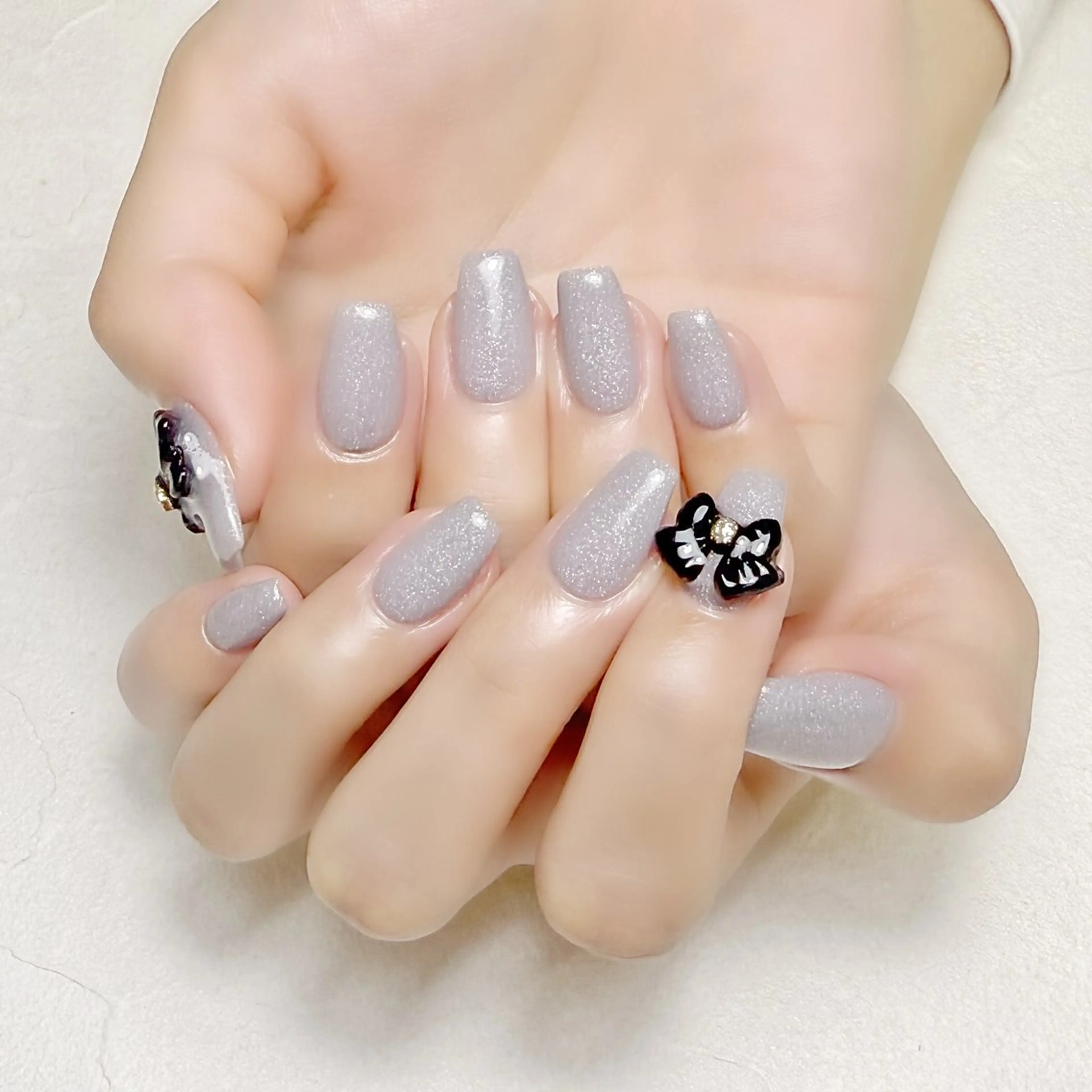 ネイル ラメ(グリッター) オフィスネイル ワンカラーネイル リボン シンプルネイル rouse nail RISATOのネイルデザイン