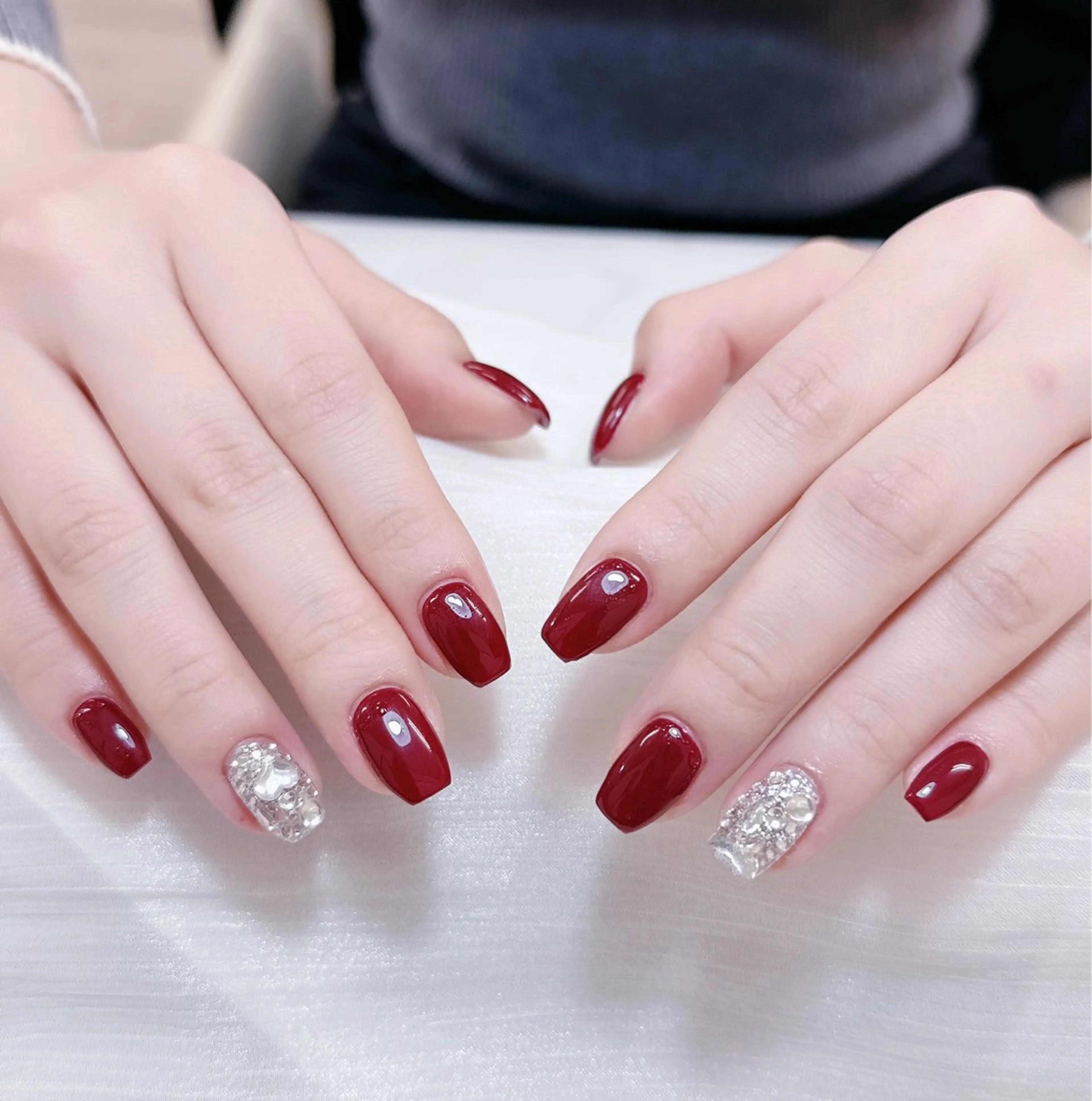 ネイル チークネイル フレンチネイル グラデーション 氷ネイル・うるうるネイル キラキラネイル DUO MI所属・陳 rinaのネイルデザイン