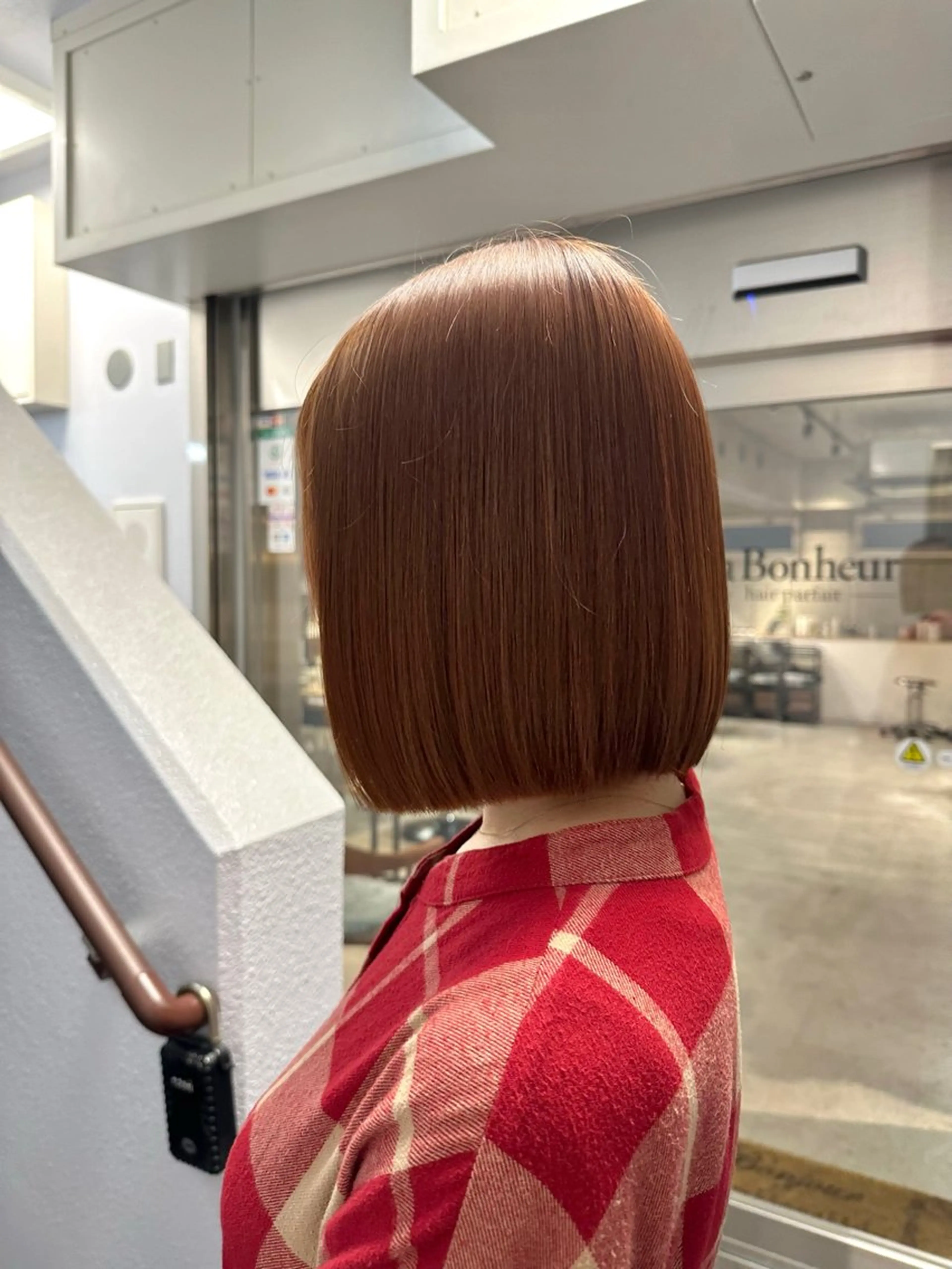 ミディアム カット ヘアカラー トリートメント ヘッドスパ 韓国レイヤー・ボブ/ 暖色⭐️優香⭐️のヘアスタイル