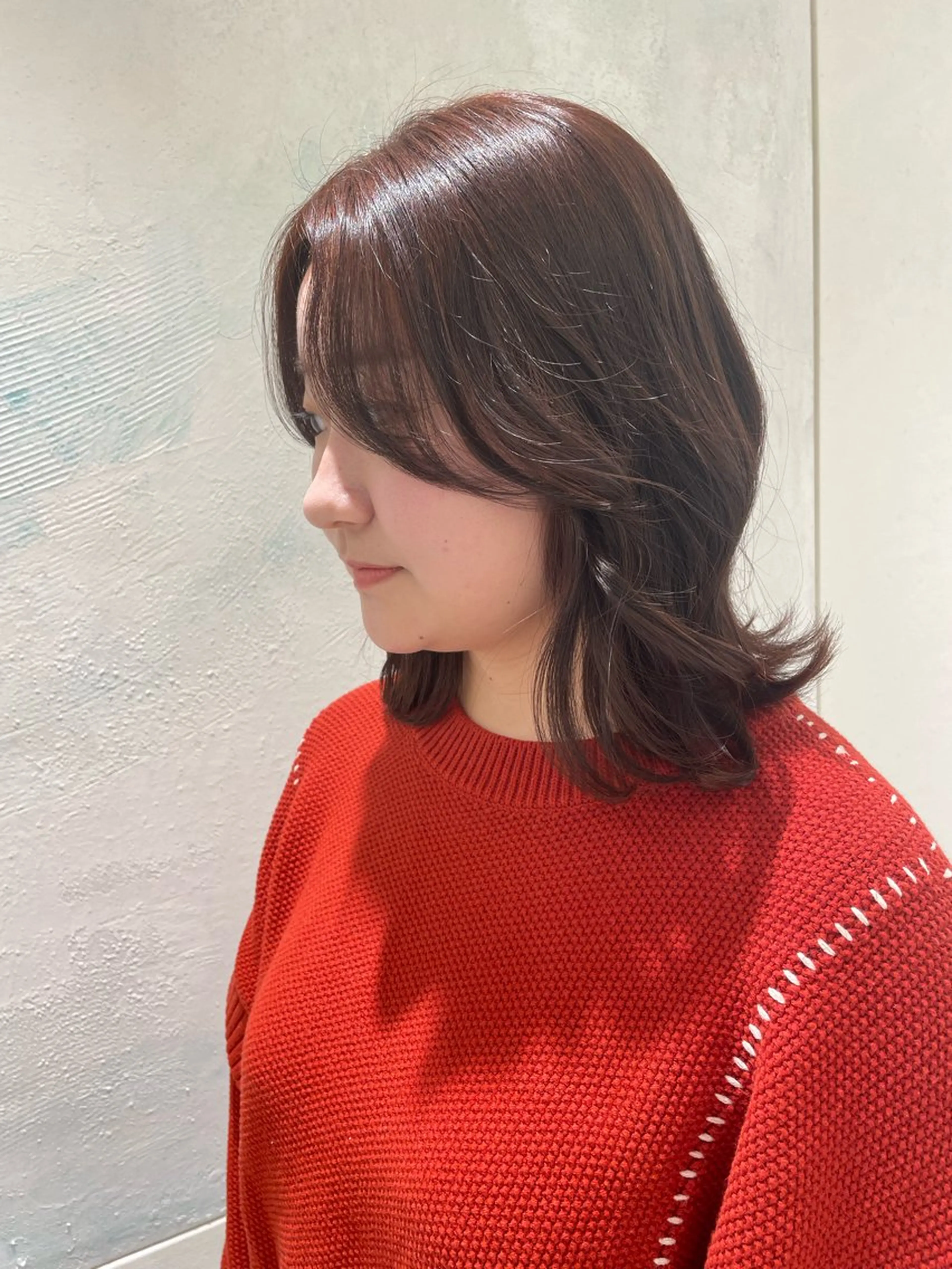 ミディアム カラー ヘアアレンジ ブラウンカラー オレンジ オレンジブラウン PRIMA所属・🌟当日予約OK🌟 西野楓加のヘアスタイル