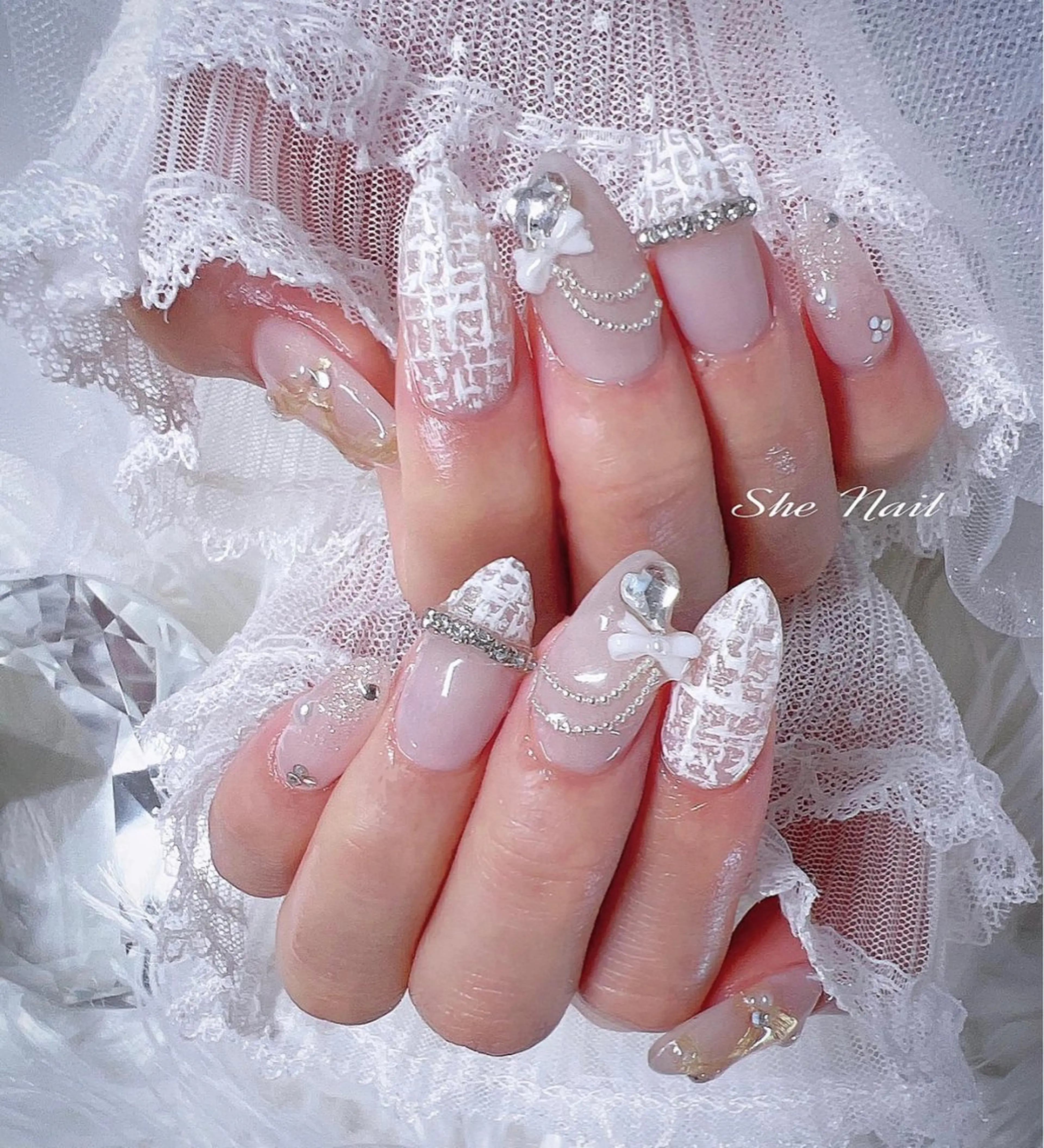 ネイル チークネイル 長さ出し フレンチネイル マグネットネイル 持ち込み She   Nail所属・ISA_ BELLAのネイルデザイン